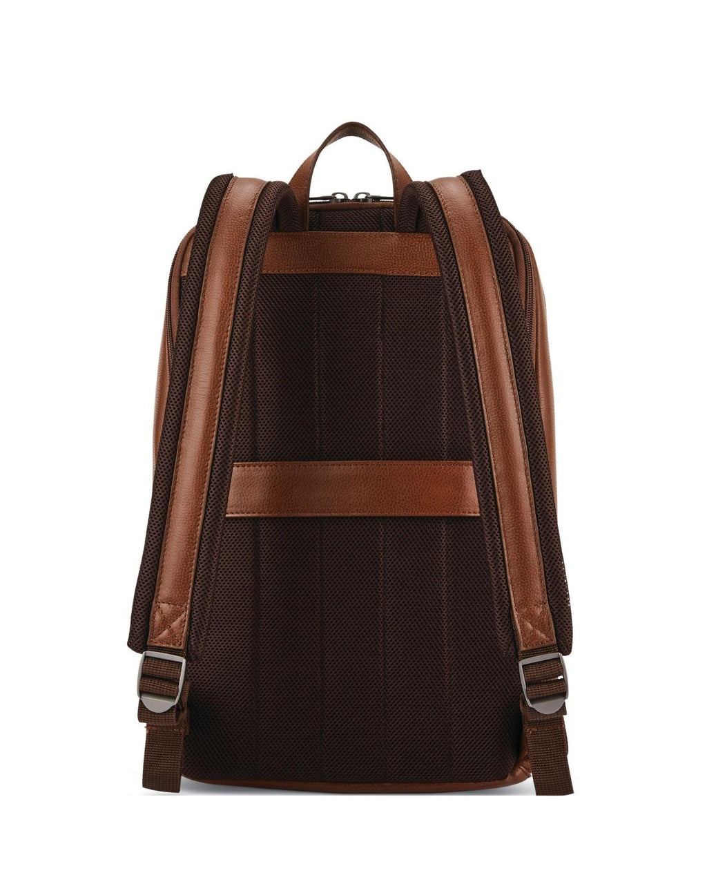 Samsonite Classic Leather Business Slim Laptop Backpack - 17L - Cognac Back Image 2