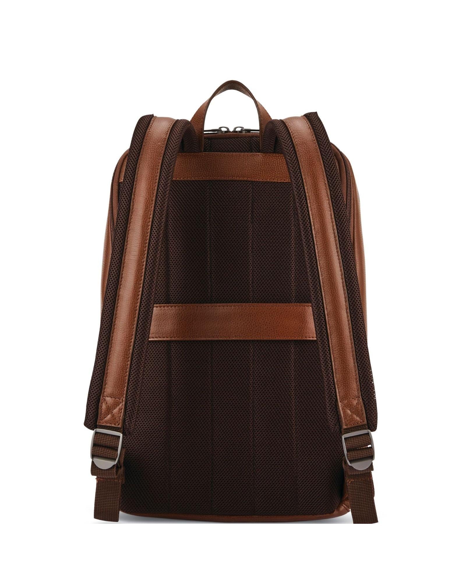 Samsonite Classic Leather Business Slim Laptop Backpack - 17L - Cognac Back Image 2