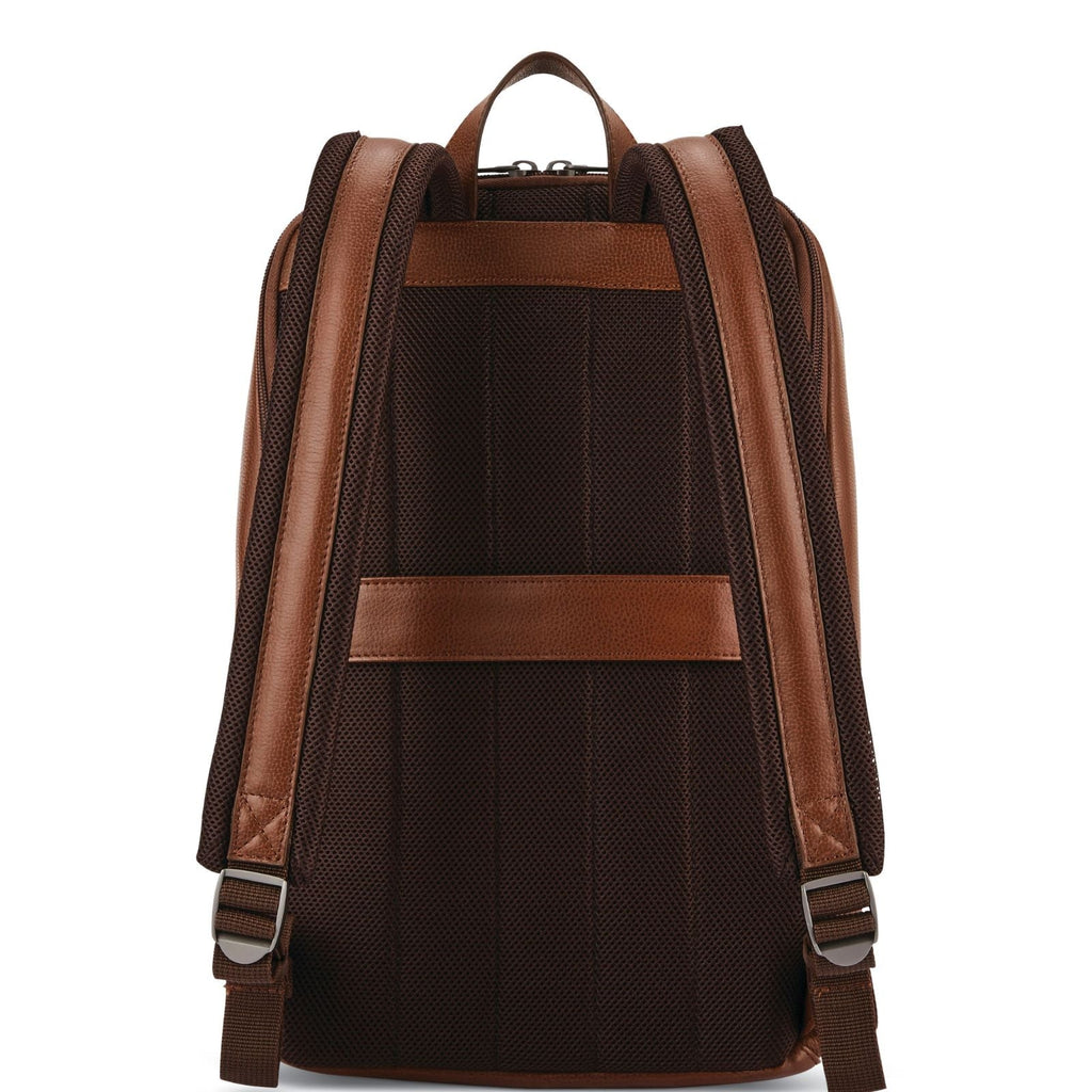 Samsonite Classic Leather Business Slim Laptop Backpack - 17L - Cognac
