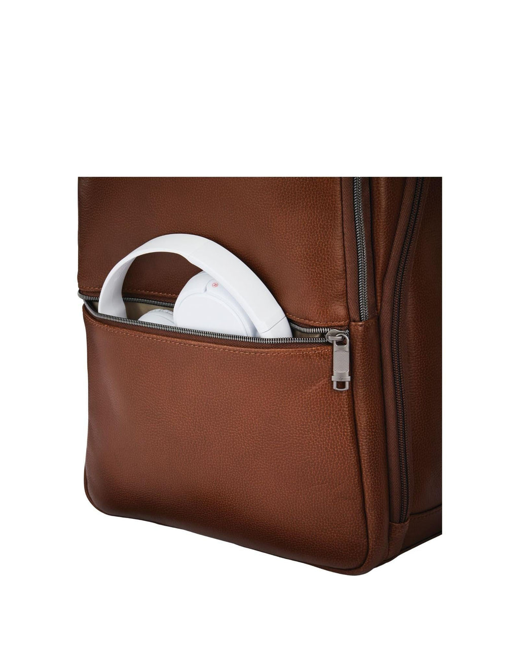 Samsonite Classic Leather Business Slim Laptop Backpack - 17L - Cognac Front Image 6