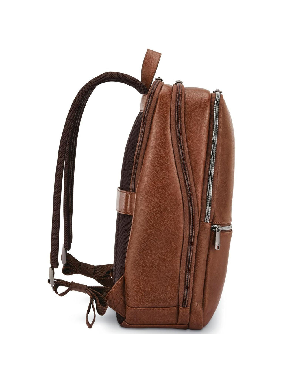 Samsonite Classic Leather Business Slim Laptop Backpack - 17L - Cognac Back Image 4