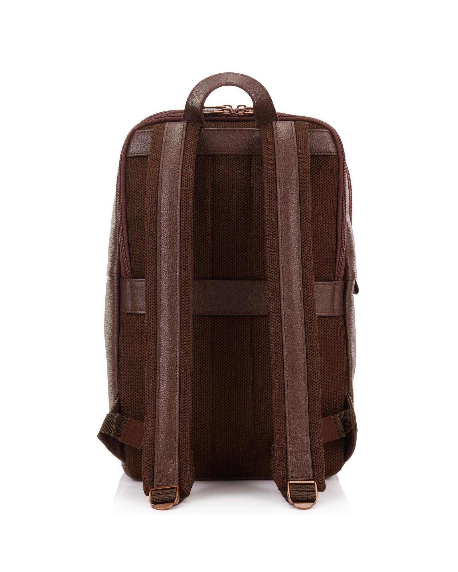 Samsonite Classic Leather Business Slim Laptop Backpack - 17L - Chocolate Back Image 3