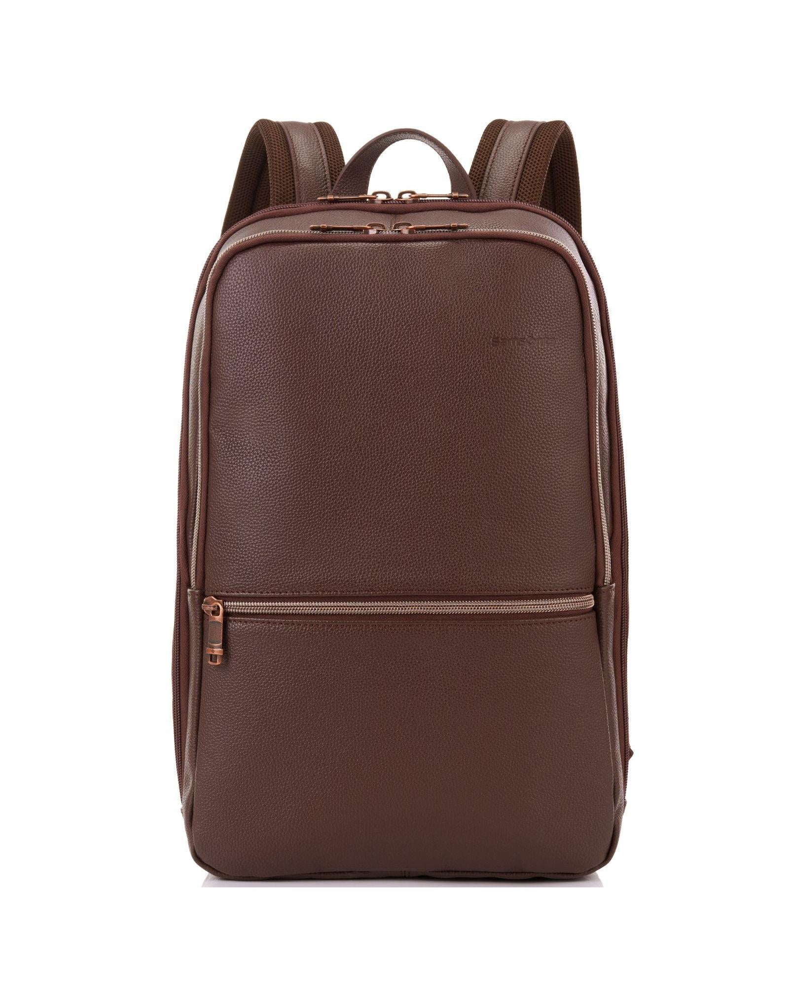 Samsonite Classic Leather Business Slim Laptop Backpack - 17L - Chocolate Front Image 2