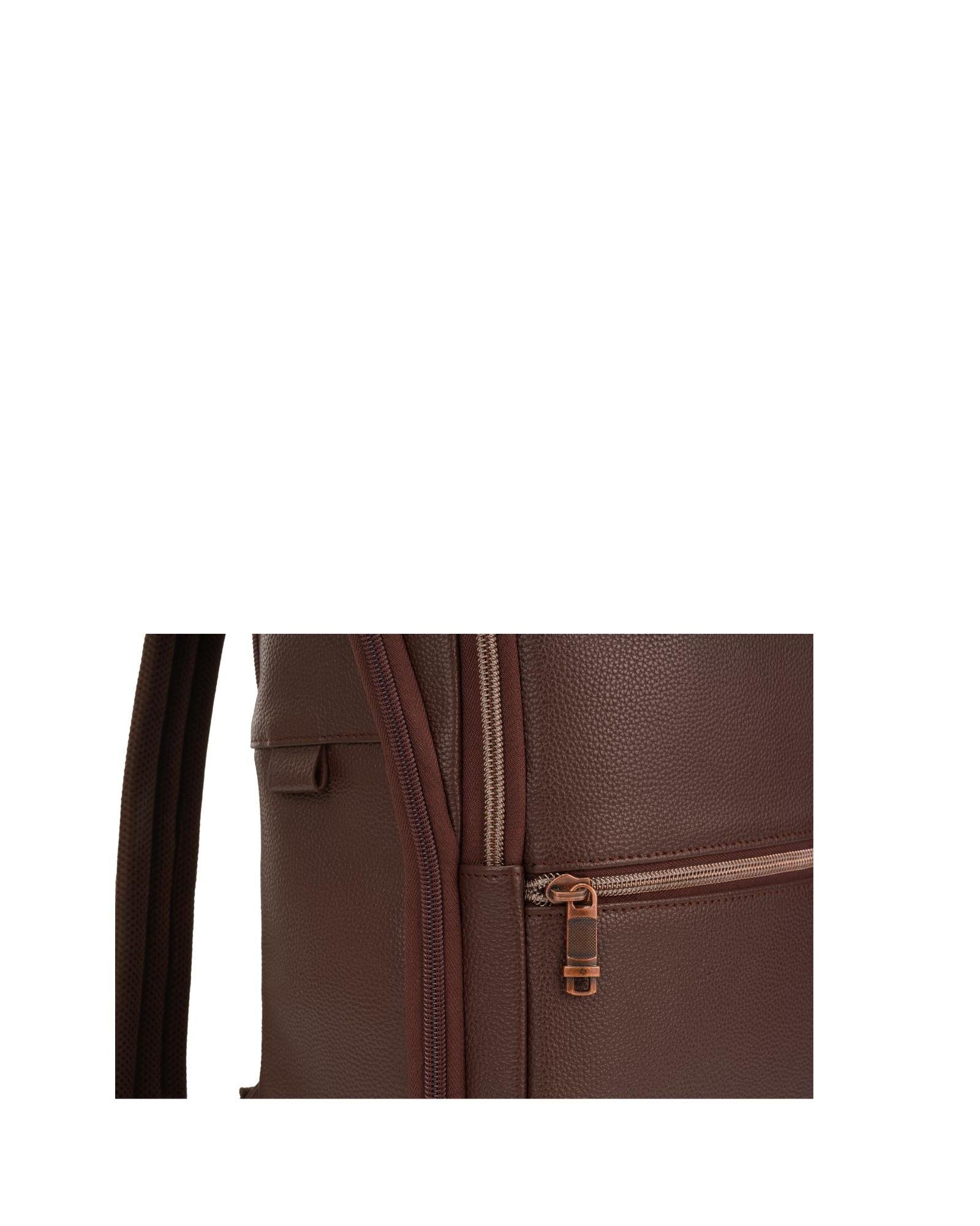 Samsonite Classic Leather Business Slim Laptop Backpack - 17L - Chocolate Front Image 9