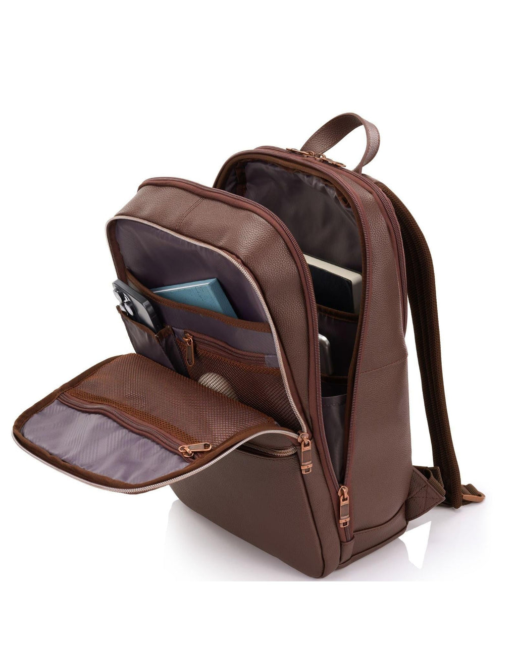 Samsonite Classic Leather Business Slim Laptop Backpack - 17L - Chocolate Interior Image 6