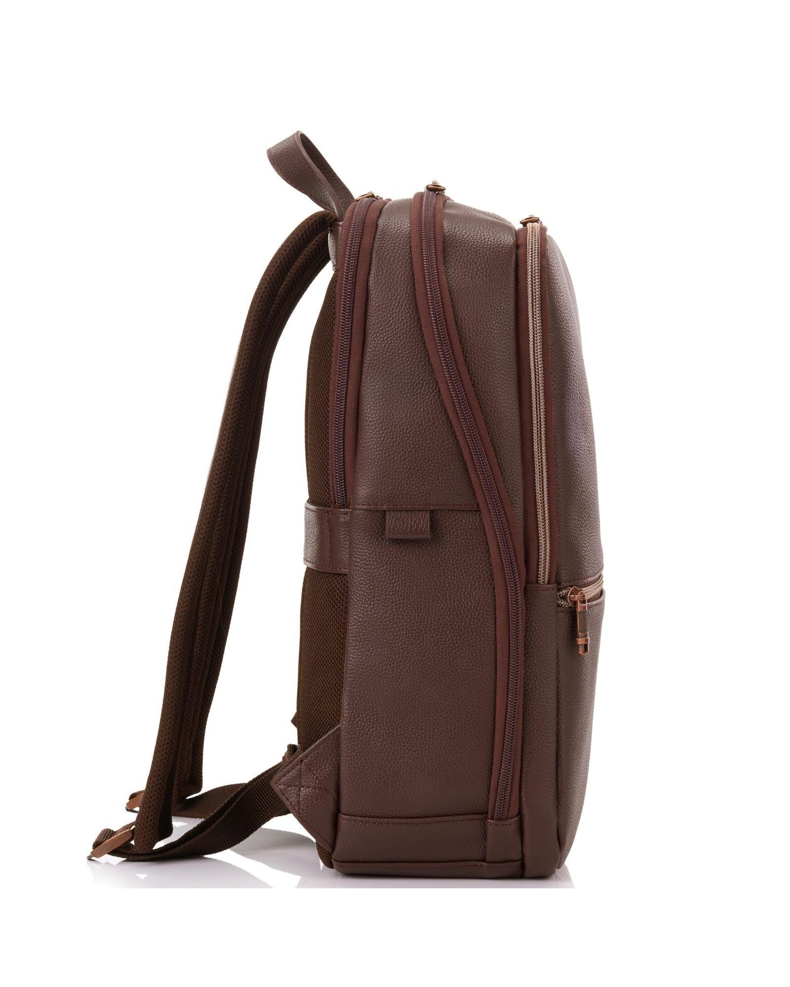Samsonite Classic Leather Business Slim Laptop Backpack - 17L - Chocolate Left Image 4