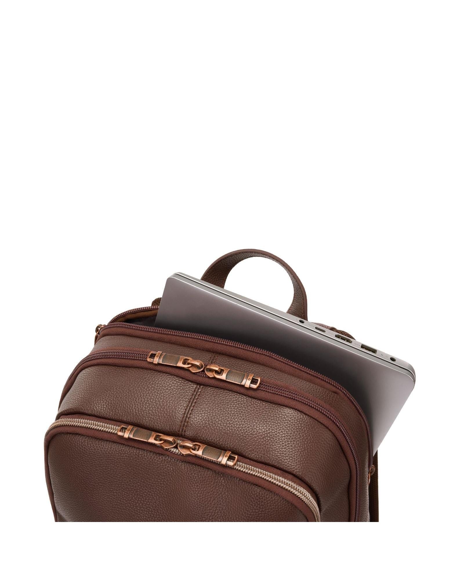Samsonite Classic Leather Business Slim Laptop Backpack - 17L - Chocolate Image 7