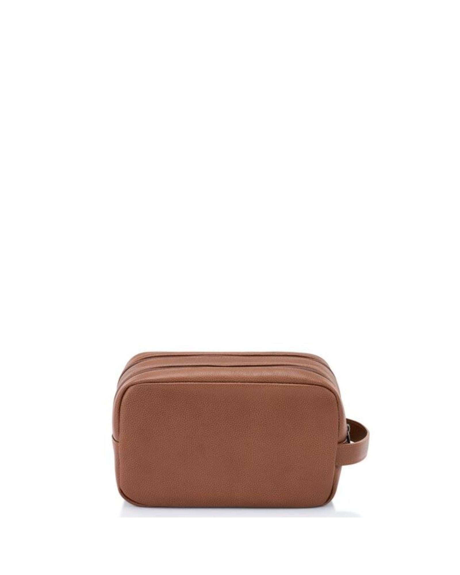 Samsonite Classic Leather Travel Toiletry Kit - Cognac Back Image 3