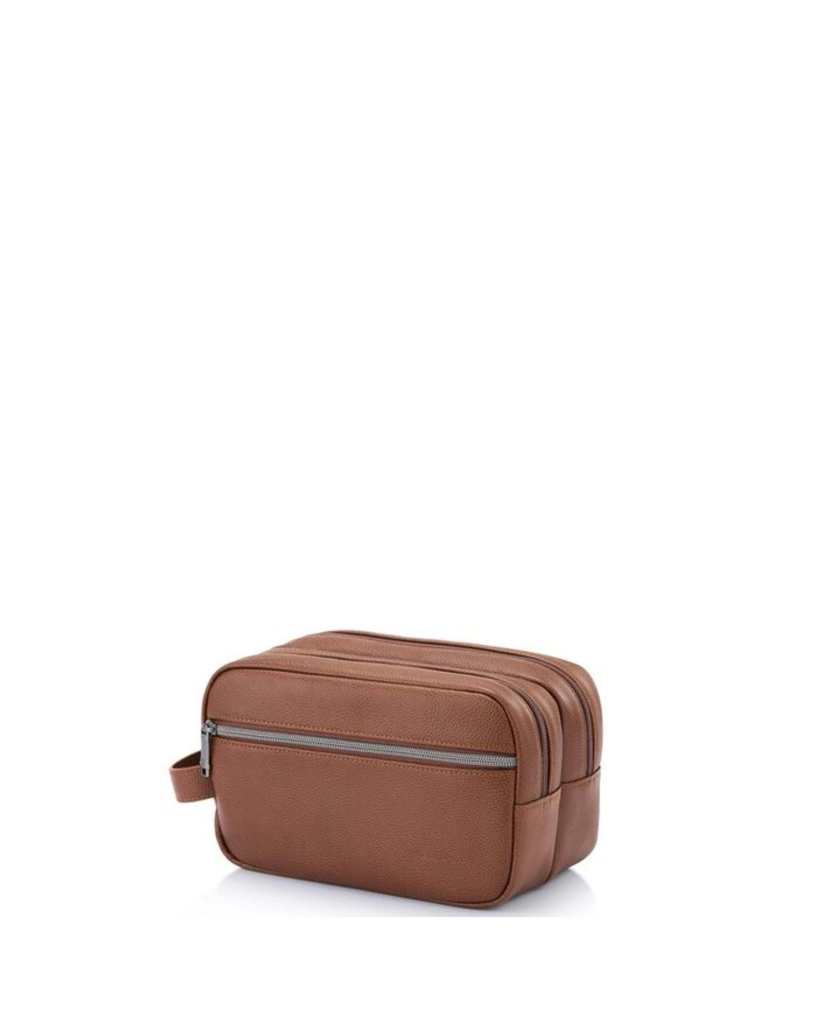 Samsonite Classic Leather Travel Toiletry Kit - Cognac Front Right Image 1