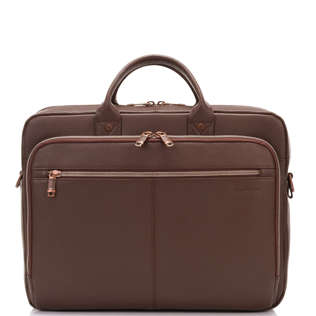 Samsonite Classic Leather Toploader Laptop Briefcase - Chocolate