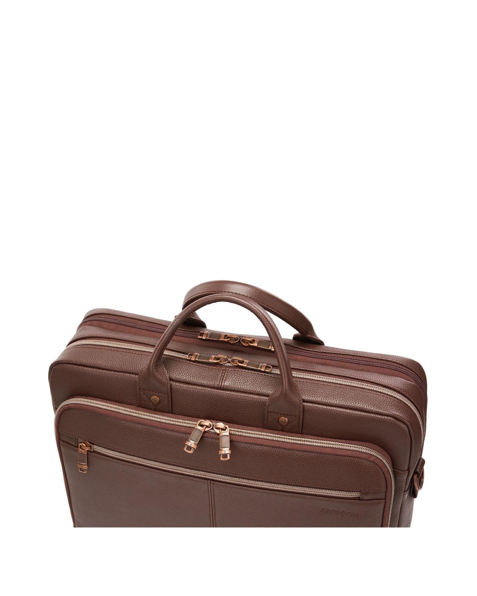 Samsonite Classic Leather Toploader Laptop Briefcase - Chocolate Front Image 7