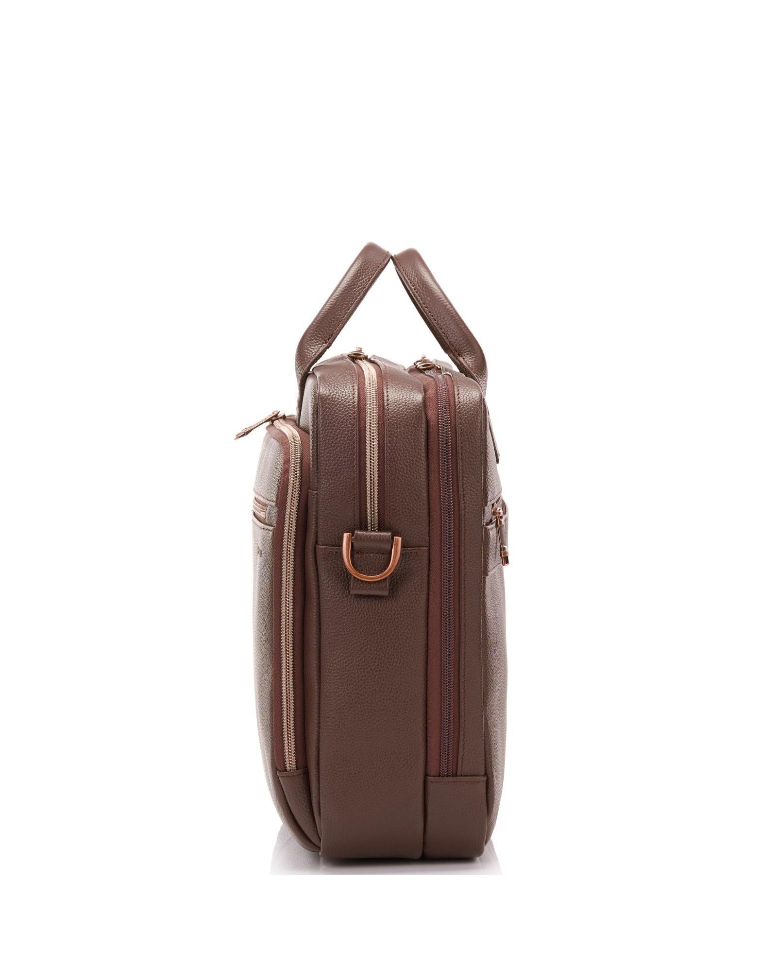 Samsonite Classic Leather Toploader Laptop Briefcase - Chocolate Image 4
