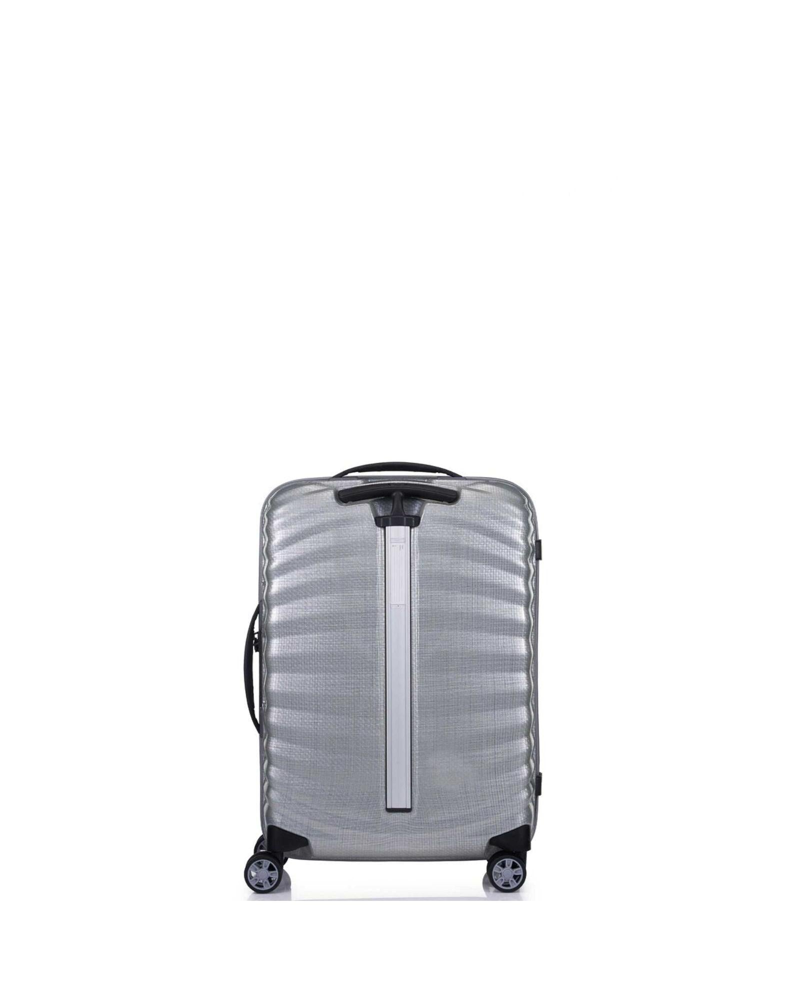 Samsonite Lite-Shock Sport Hardside Carry-On Spinner Suitcase - 55cm - Silver Back Image 3