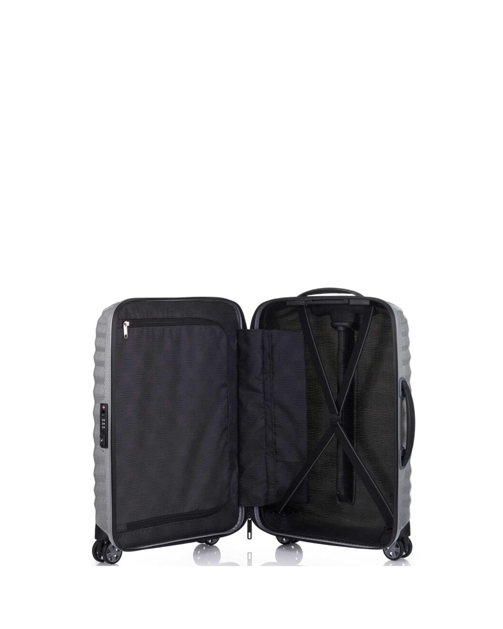Samsonite Lite-Shock Sport Hardside Carry-On Spinner Suitcase - 55cm - Silver Interior Image 6