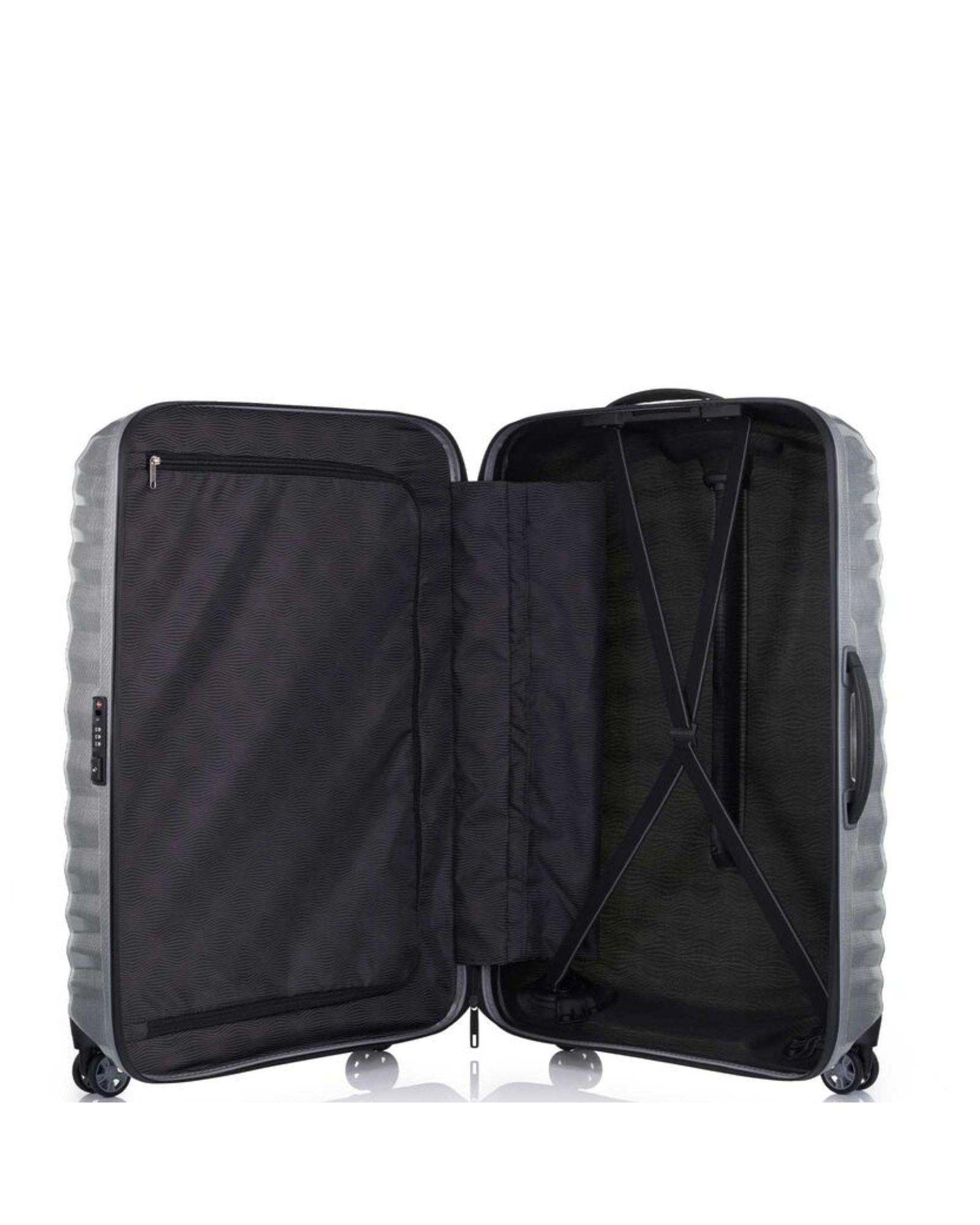 Samsonite Lite-Shock Sport Hardside Medium Spinner Suitcase - 75cm - Silver Interior Image 6