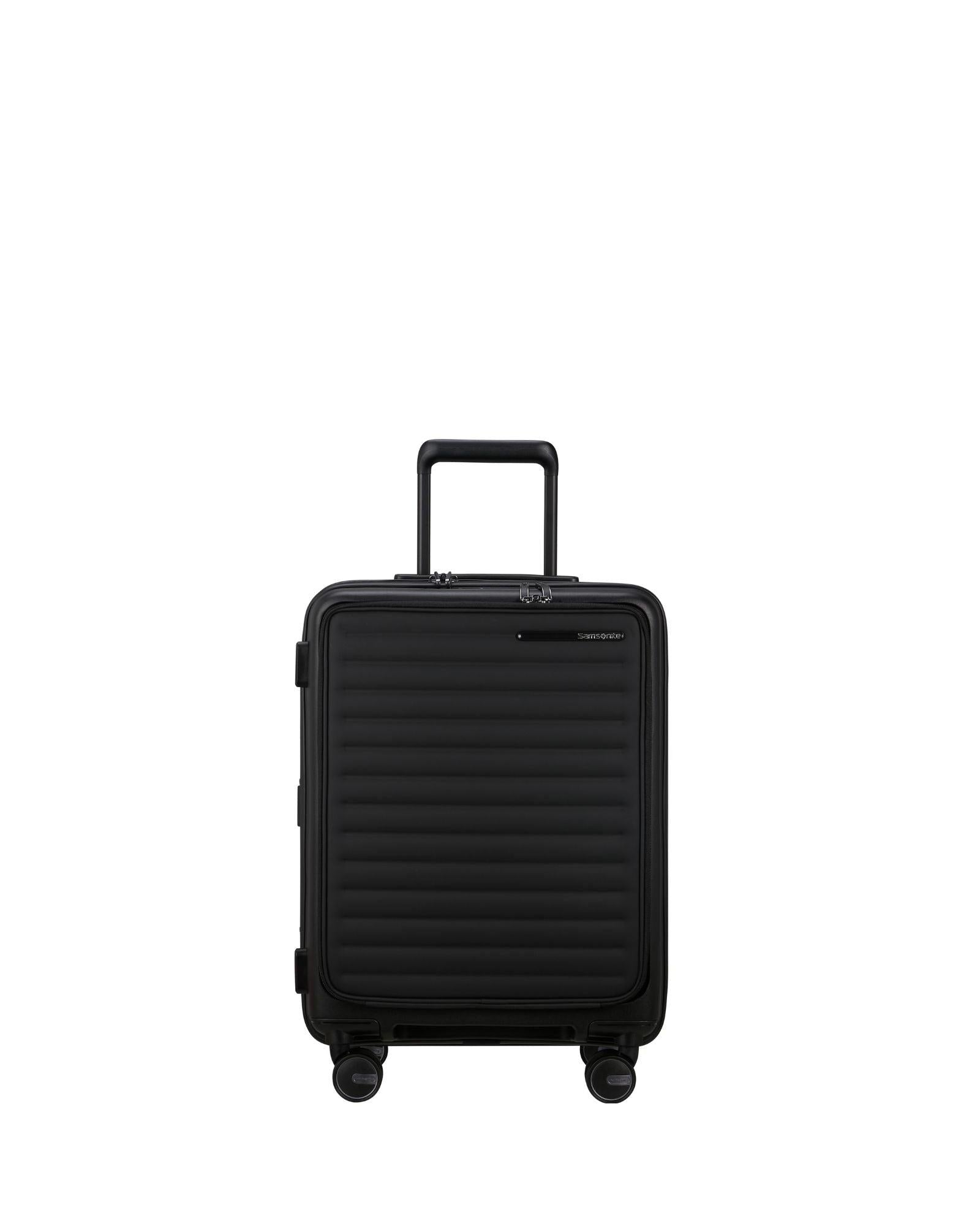 Samsonite Restackd Expandable Easy Access Carry-On Spinner Suitcase - 55cm - Black Front Image 2