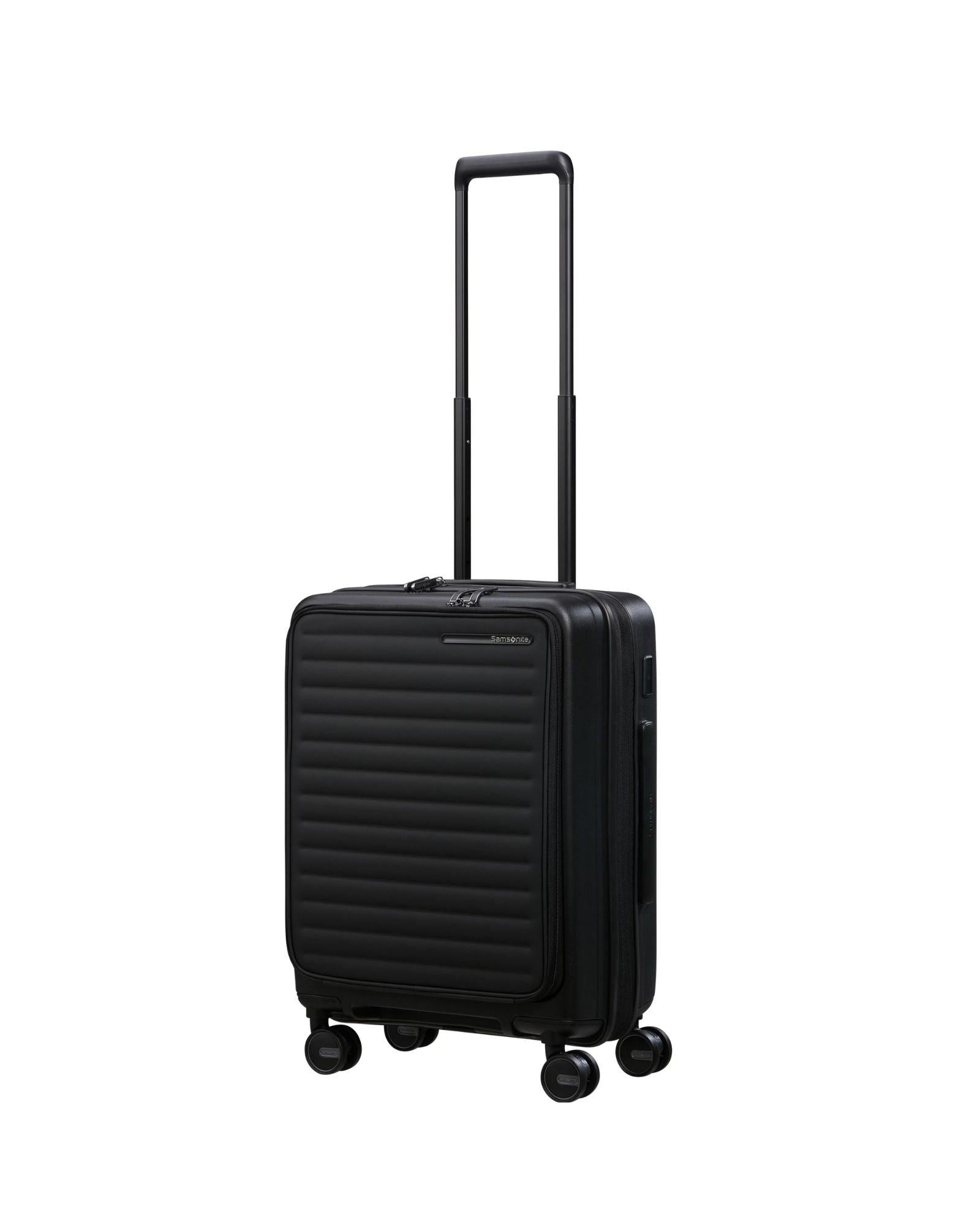Samsonite Restackd Expandable Easy Access Carry-On Spinner Suitcase - 55cm - Black Front Right Image 1