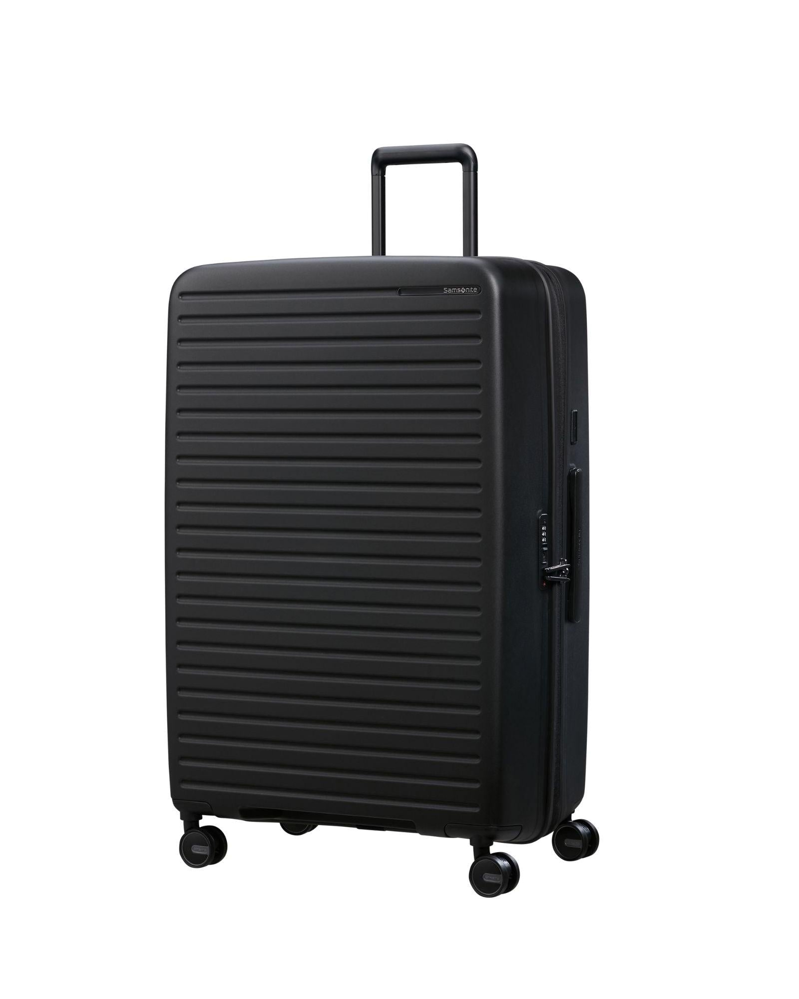 Samsonite Restackd Expandable Extra-Large Spinner Suitcase - 81cm - Black Front Right Image 1