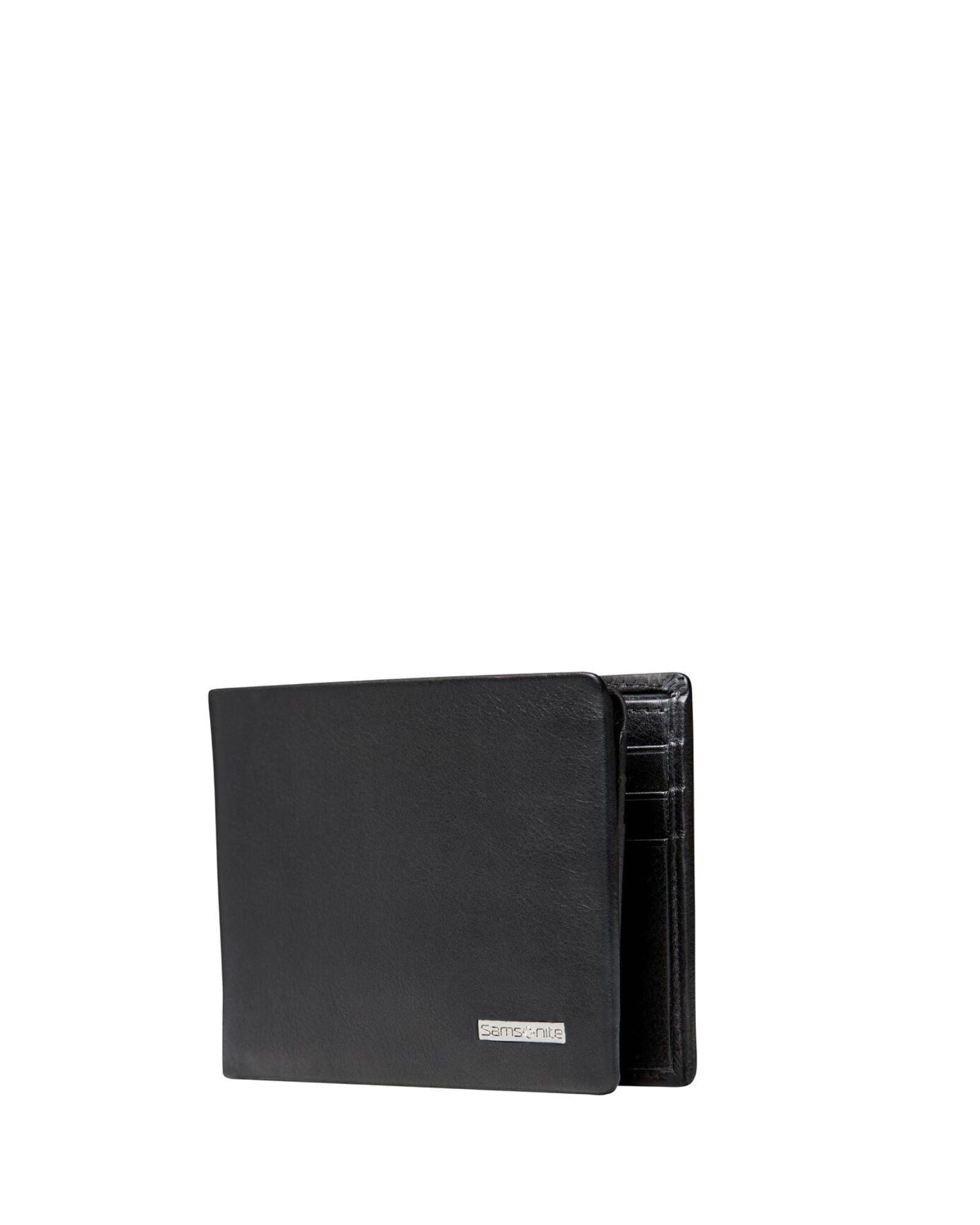 Samsonite RFID DLX Leather Wallet with ID + 9CC - Black Front Image 3