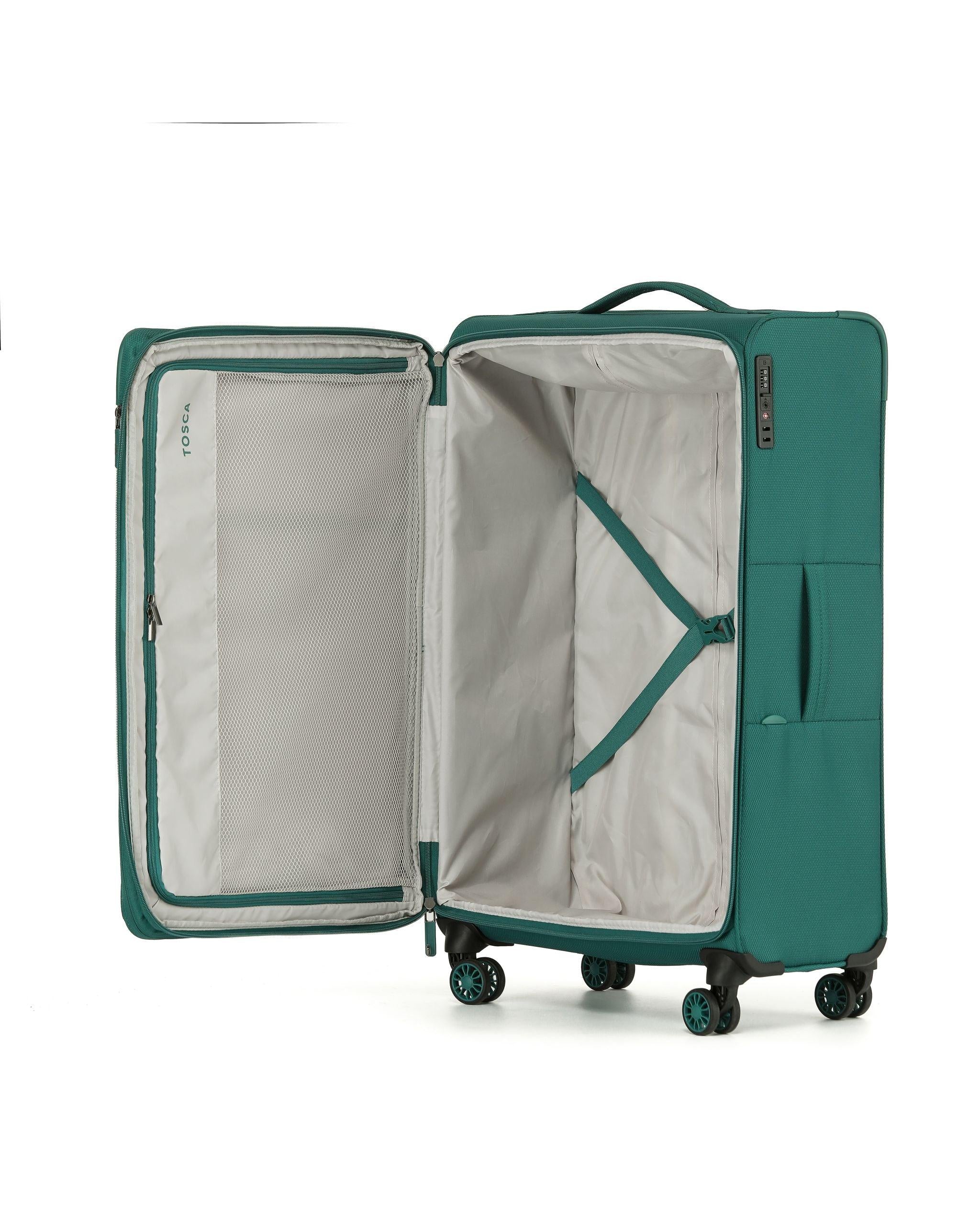 Tosca So Lite Expandable Softside Large Spinner Suitcase - 79cm - Emerald-3