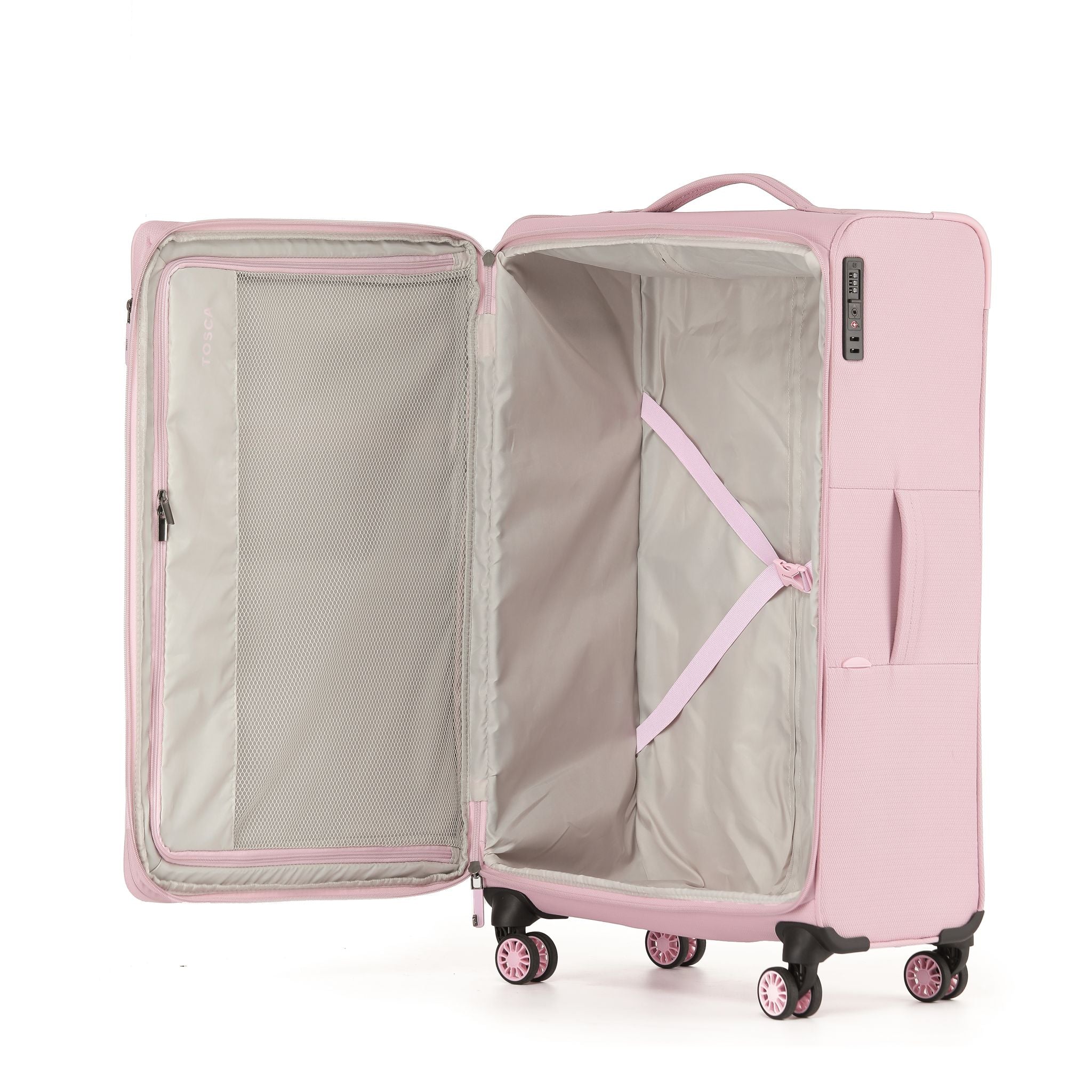Tosca So Lite Expandable Softside Large Spinner Suitcase - 79cm - Pink-3