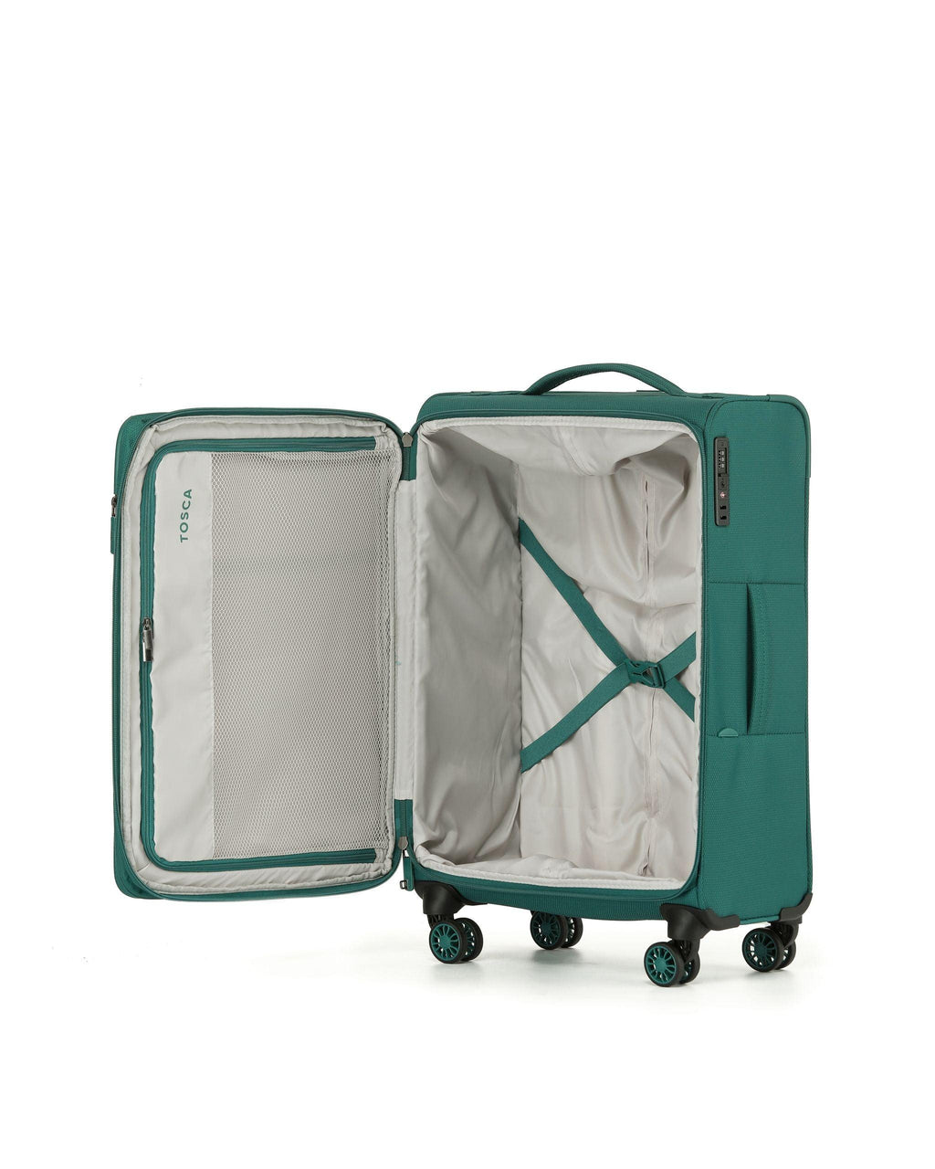 Tosca So Lite Expandable Softside Medium Spinner Suitcase - 67cm - Emerald-3