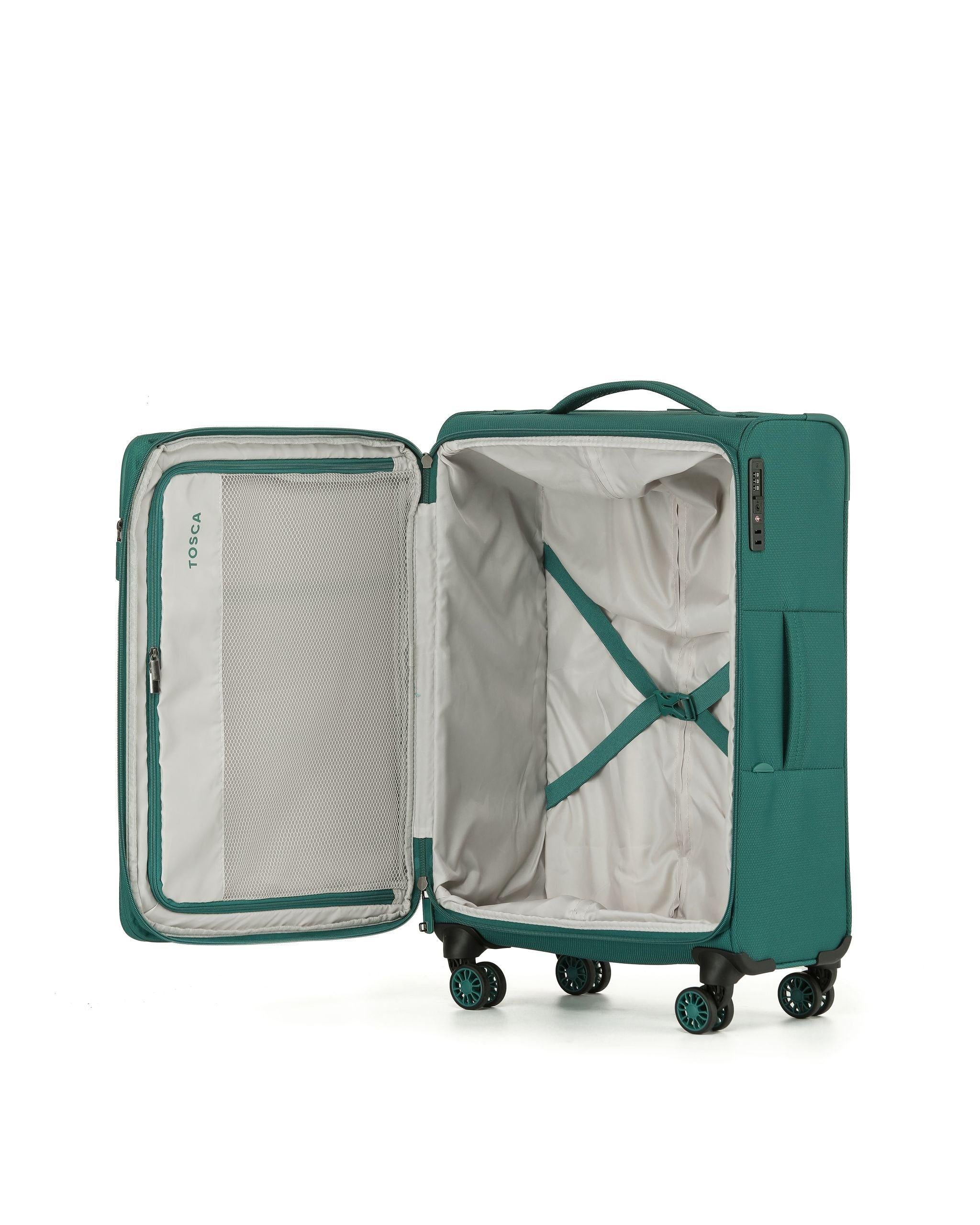 Tosca So Lite Expandable Softside Medium Spinner Suitcase - 67cm - Emerald-3