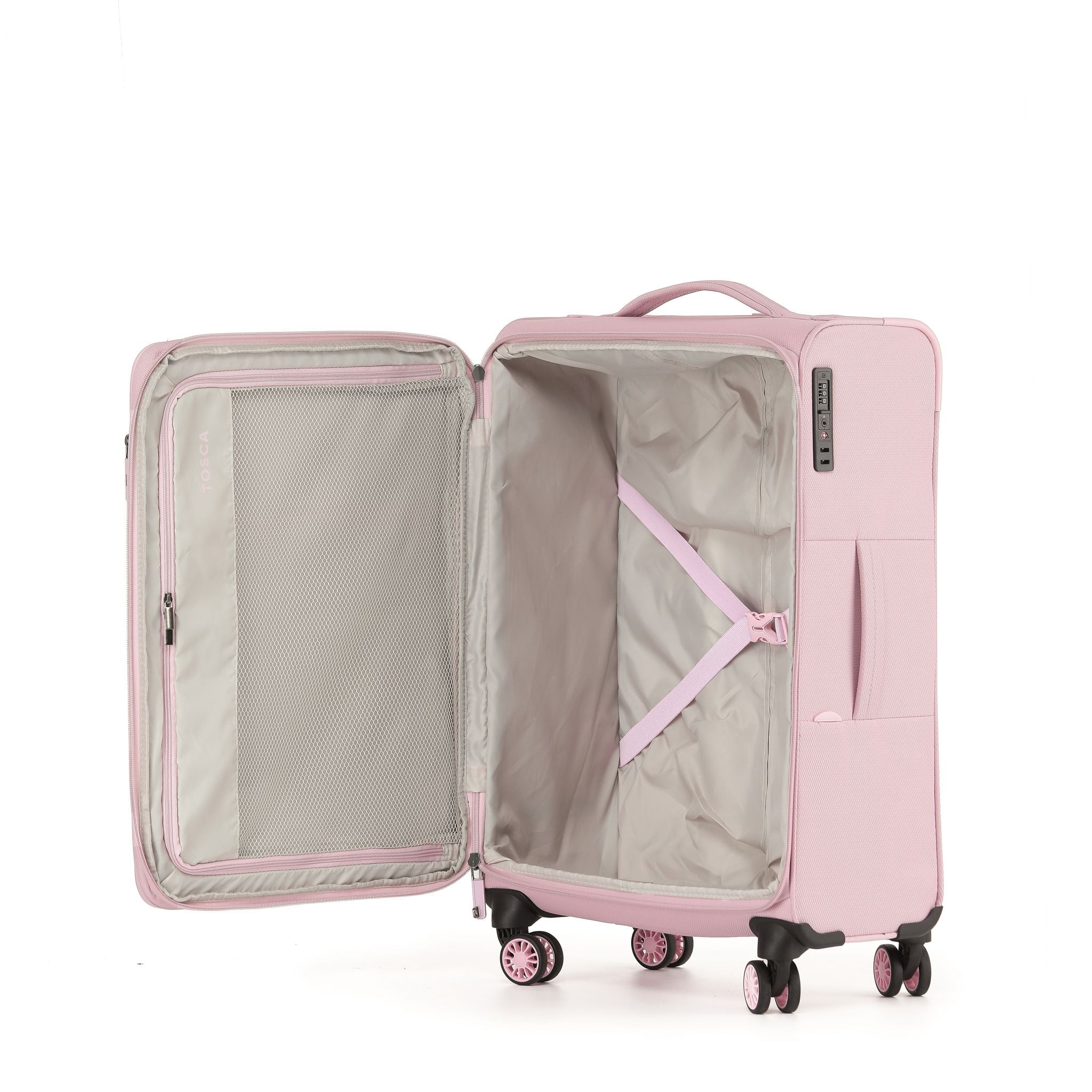 Tosca So Lite Expandable Softside Medium Spinner Suitcase - 67cm - Pink-3