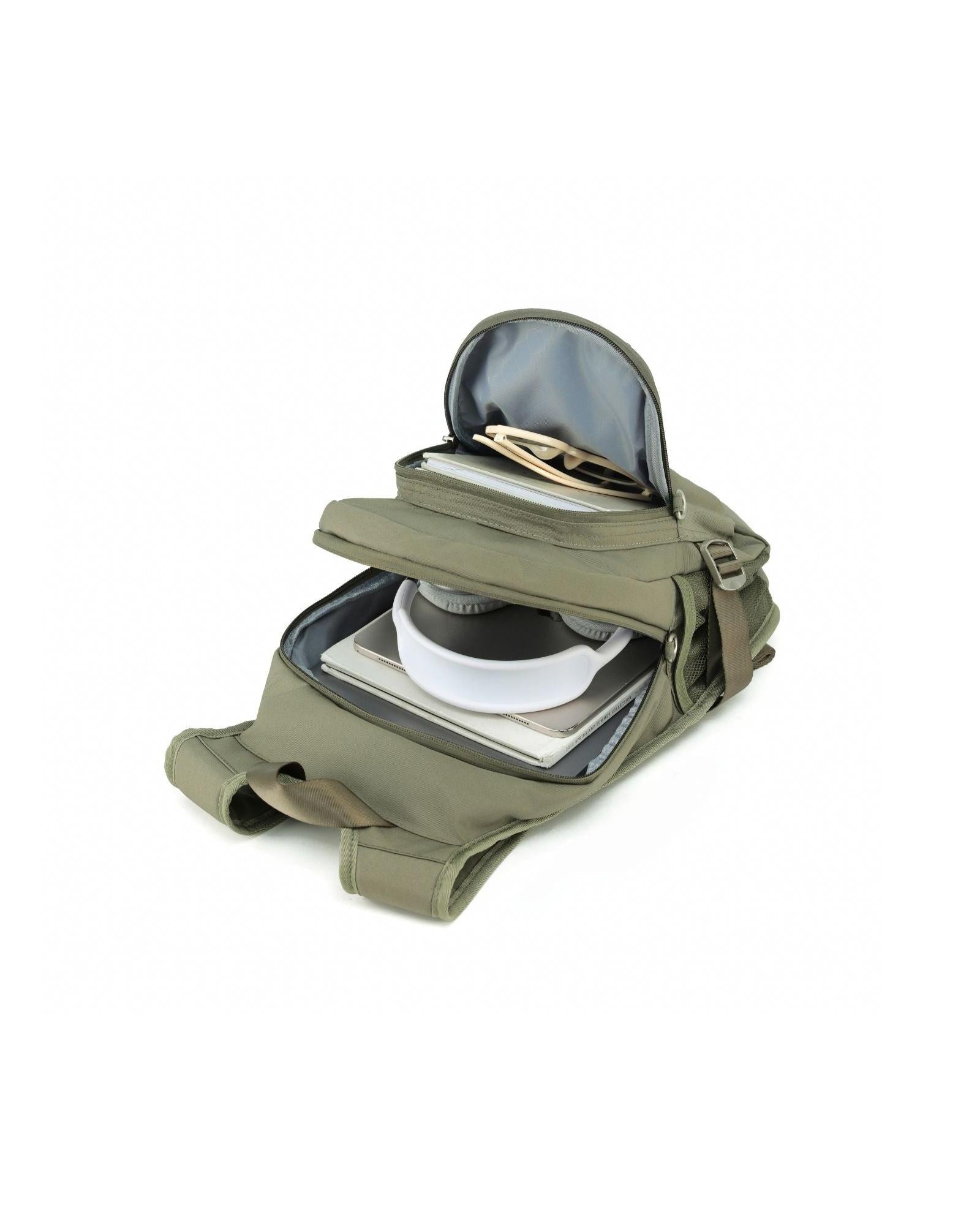Tosca Anti-Theft Backpack - Khaki Interior Back Image 3