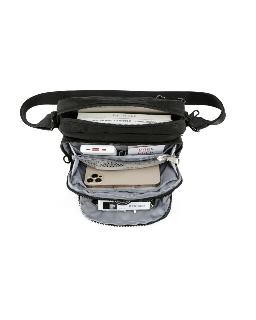 Tosca Anti-Theft Shoulder Bag with Triple Front Pockets - Black Interior Image 3