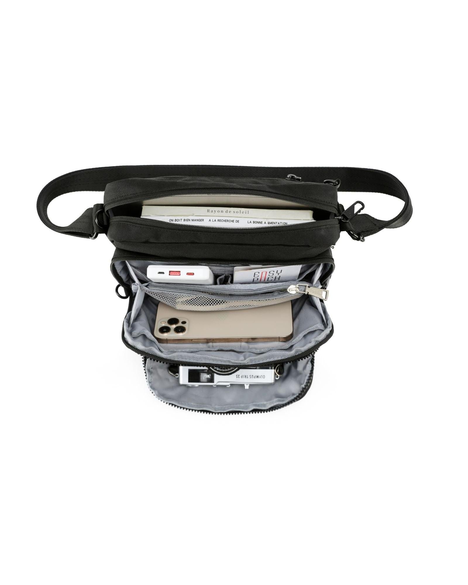 Tosca Anti-Theft Shoulder Bag with Triple Front Pockets - Black Interior Image 3