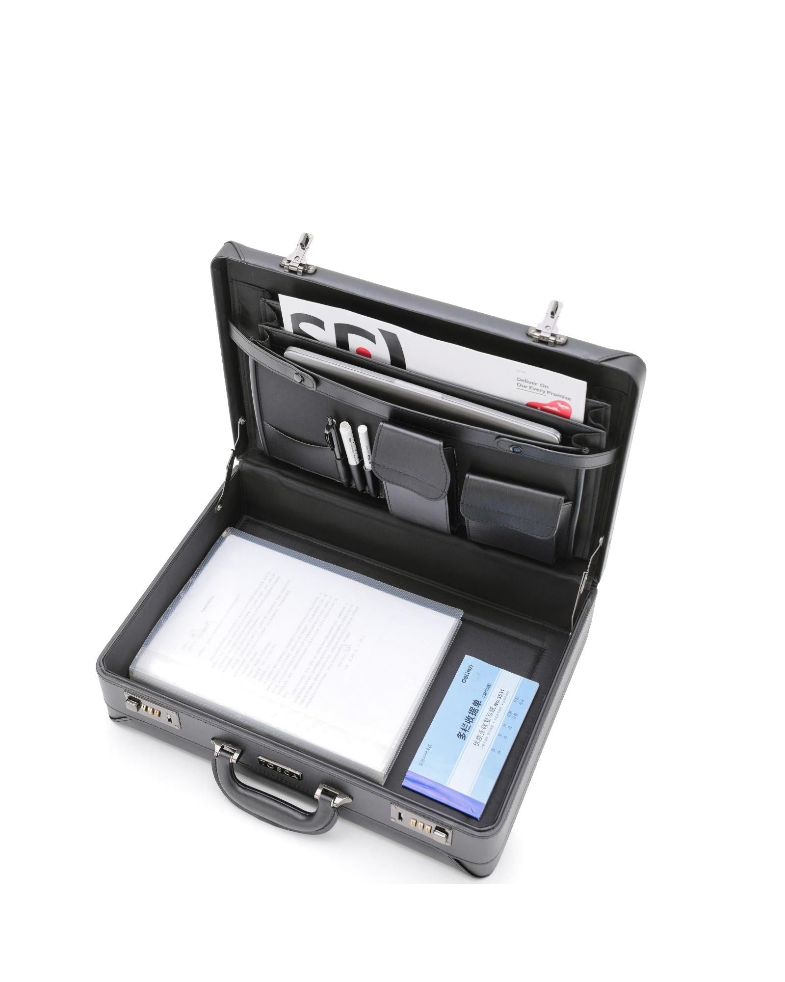 Tosca Attache Briefcase - Black Interior Image 5