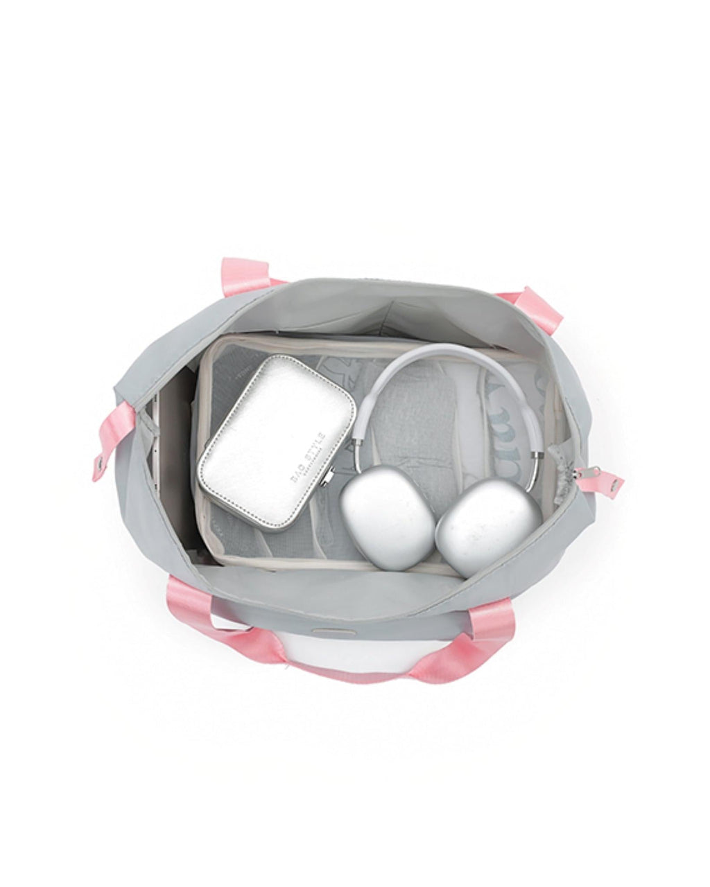 Tosca Foldable & Expandable Travel Tote - Grey/Pink Image 3