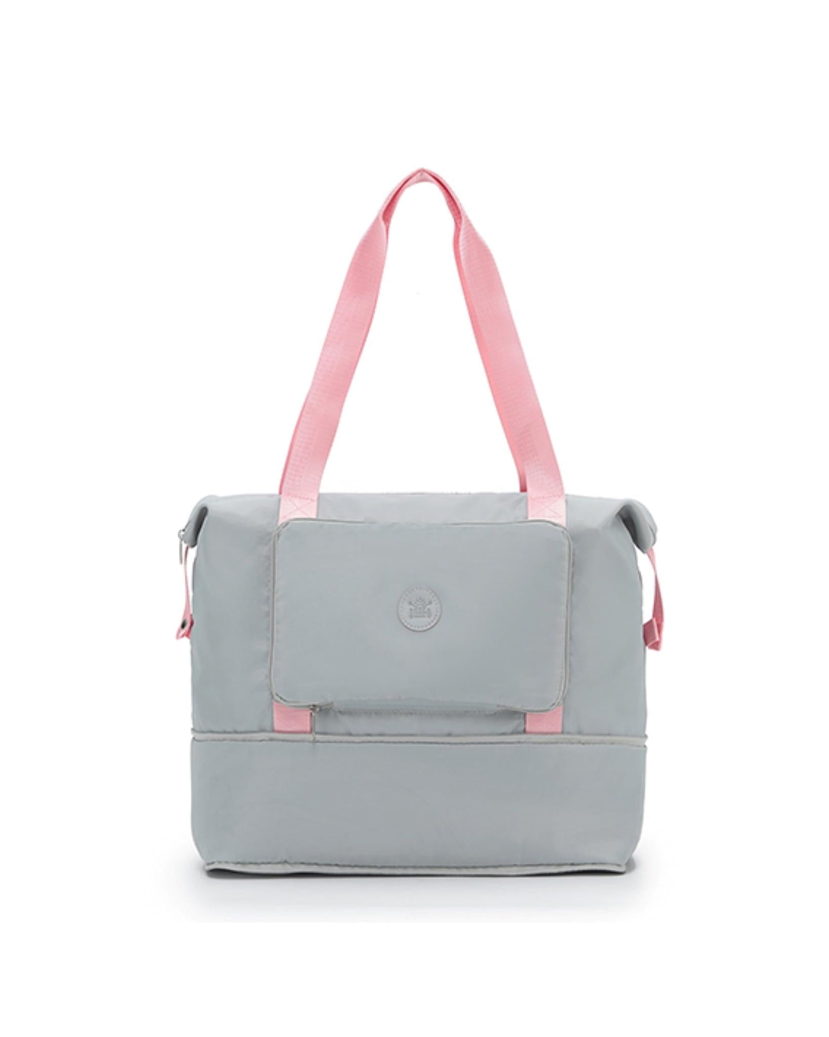 Tosca Foldable & Expandable Travel Tote - Grey/Pink Image 1