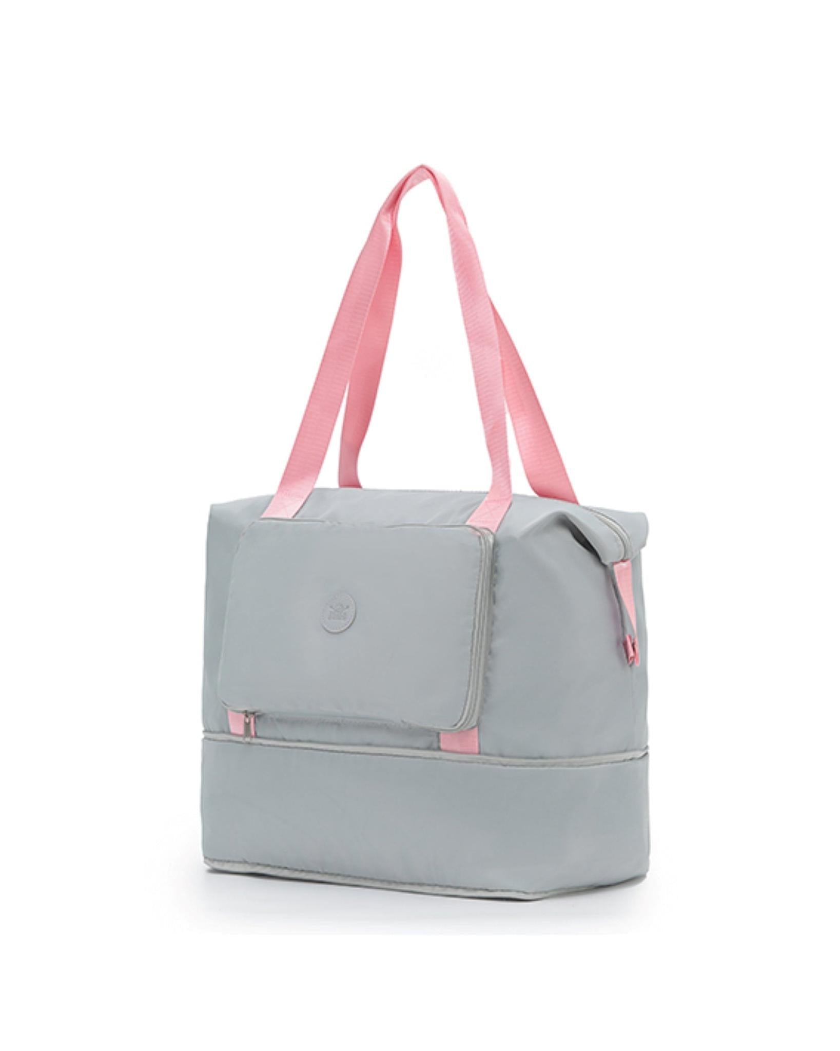 Tosca Foldable & Expandable Travel Tote - Grey/Pink Image 2
