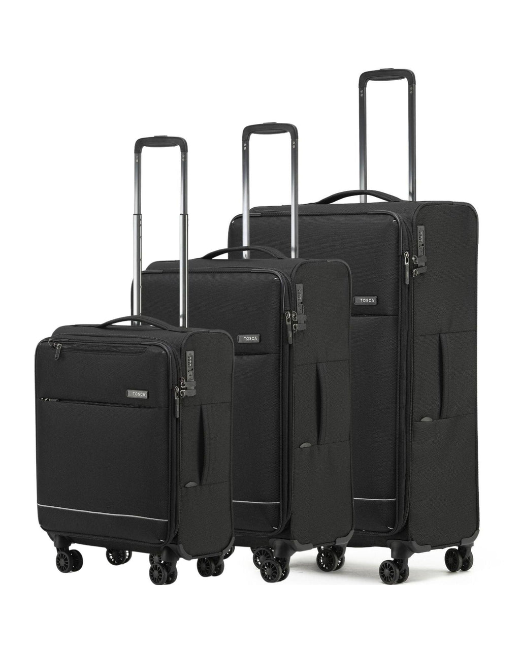 Tosca So Lite Softside Spinner Luggage Set - Black Front Left Image 1