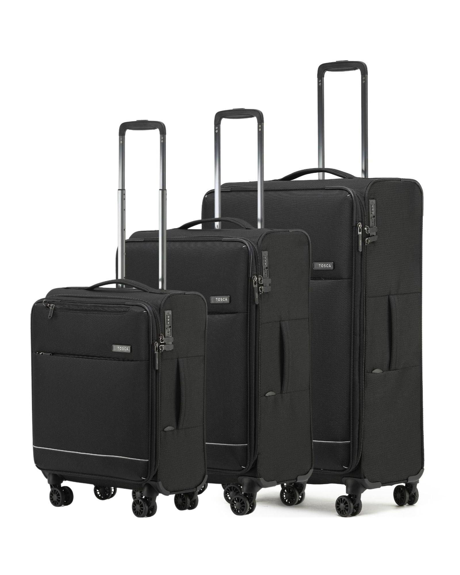 Tosca So Lite Softside Spinner Luggage Set - Black Front Left Image 1