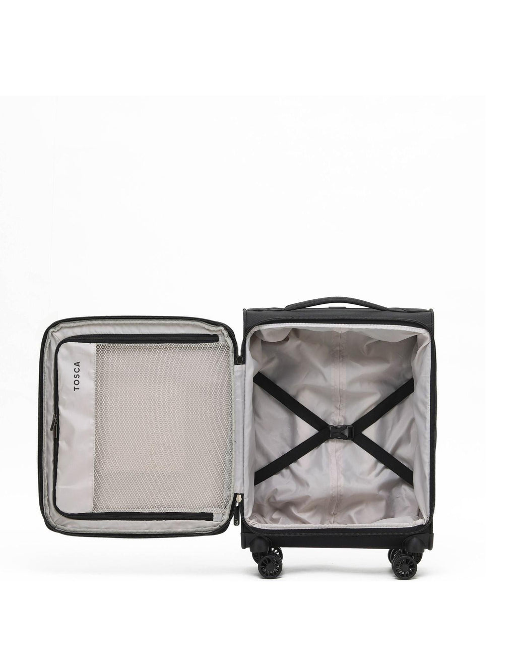 Tosca So Lite Expandable Softside Carry-On Spinner Suitcase - 54cm - Black Interior Image 4