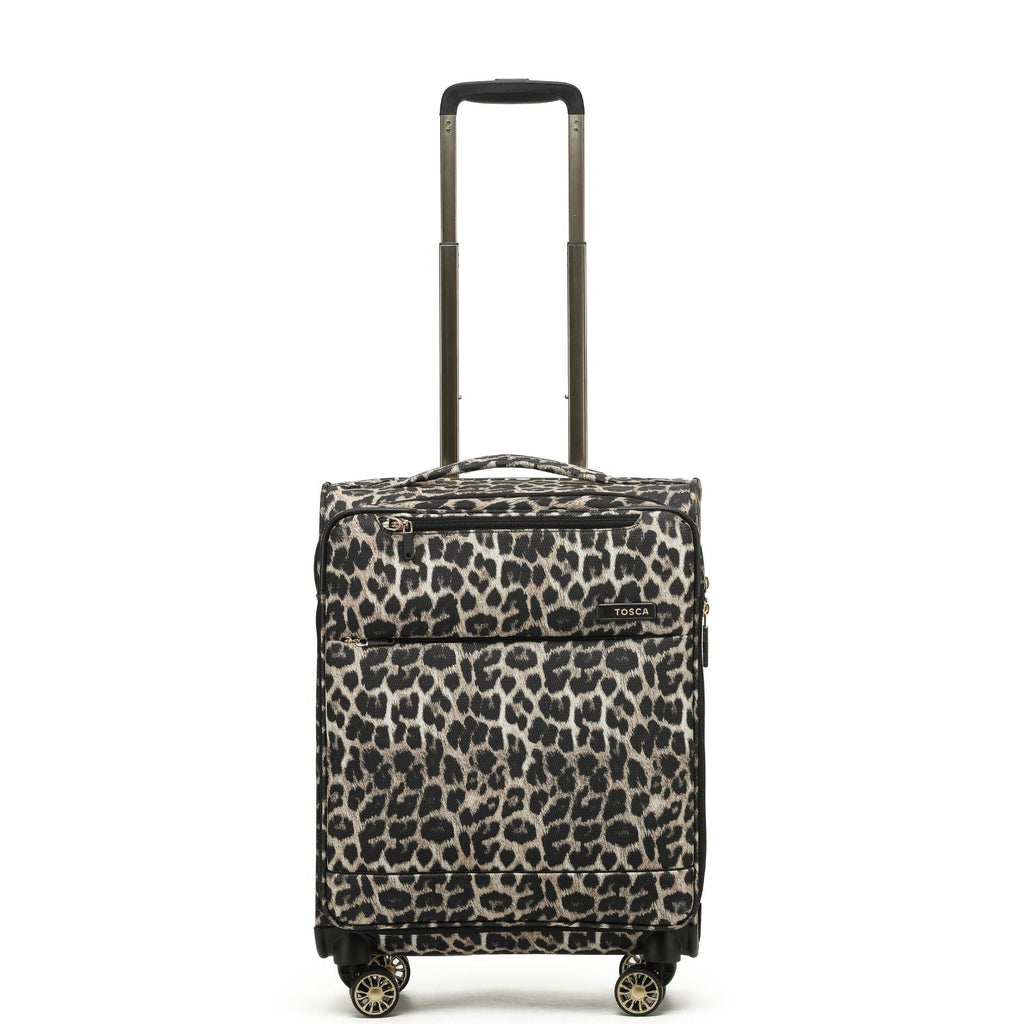 Tosca So Lite Expandable Softside Carry-On Spinner Suitcase - 54cm - Leopard Front Image 2