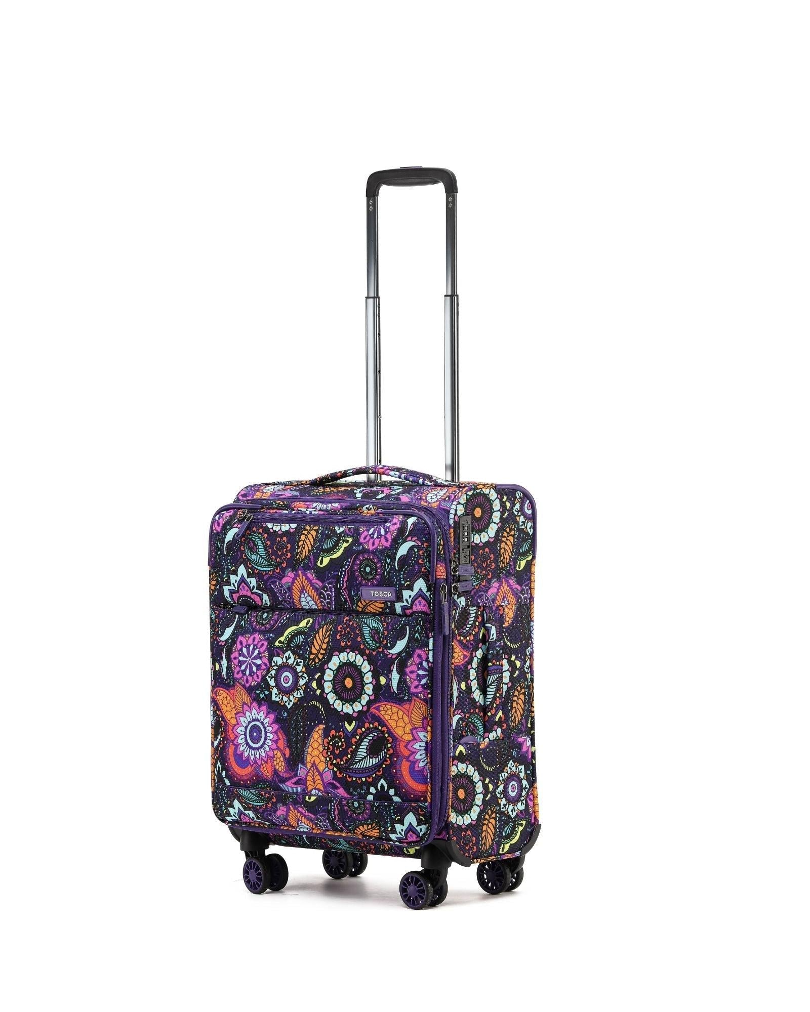 Tosca So Lite Expandable Softside Carry-On Spinner Suitcase - 54cm - Paisley Front Left Image 1