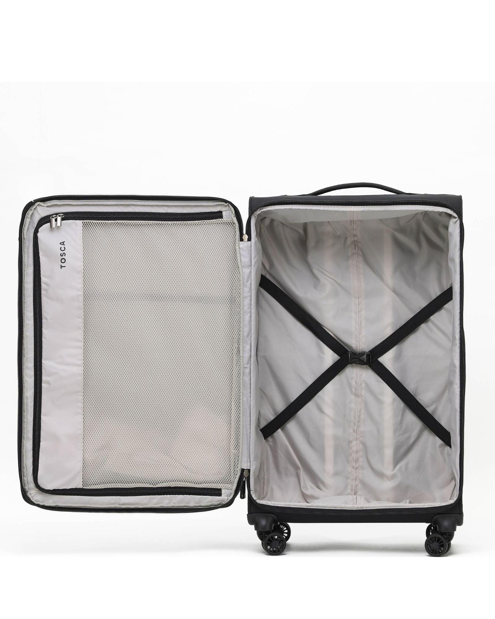 Tosca So Lite Softside Spinner Luggage Set - Black Interior Image 3