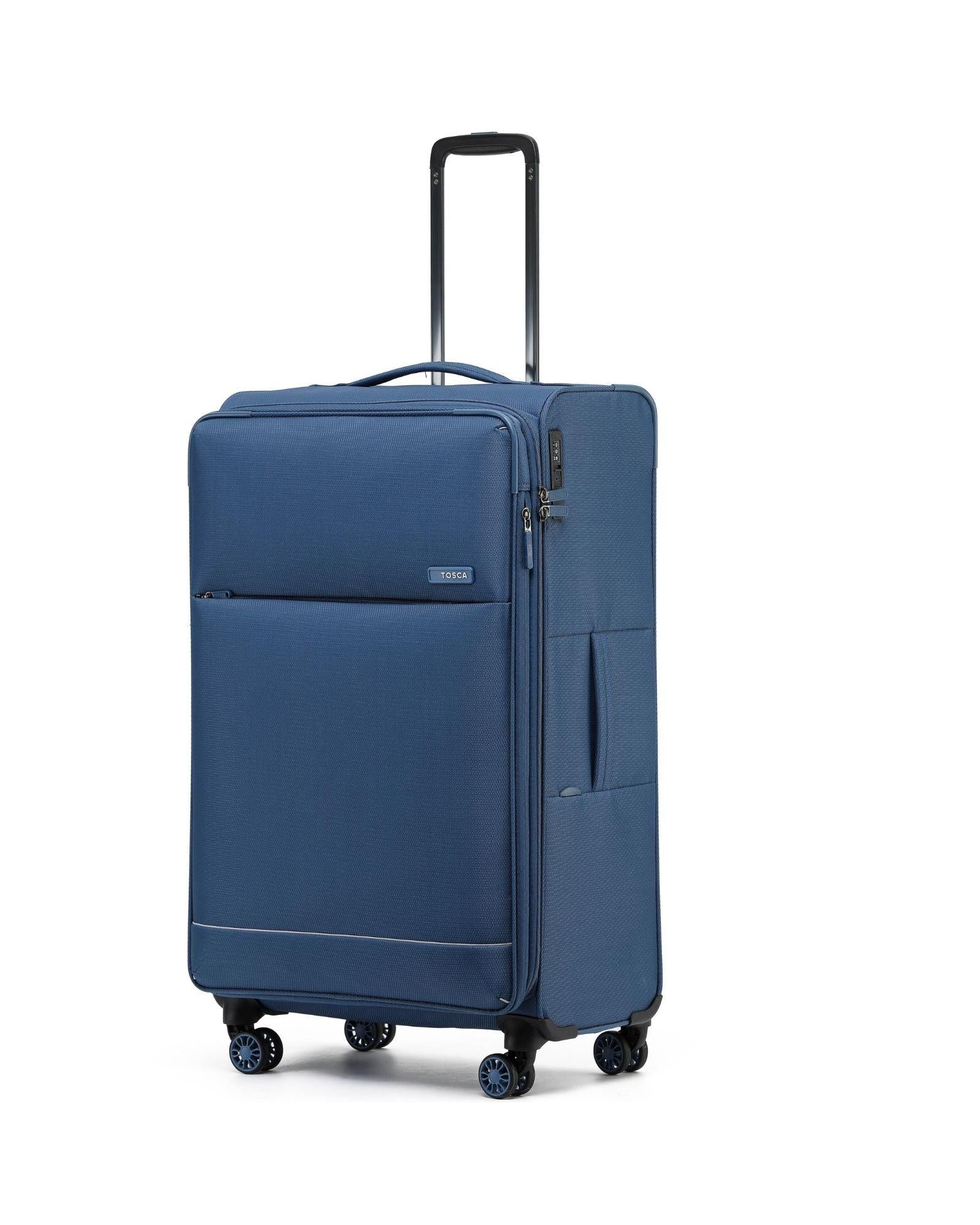 Tosca So Lite Expandable Softside Large Spinner Suitcase - 79cm - Blue Front Left Image 1