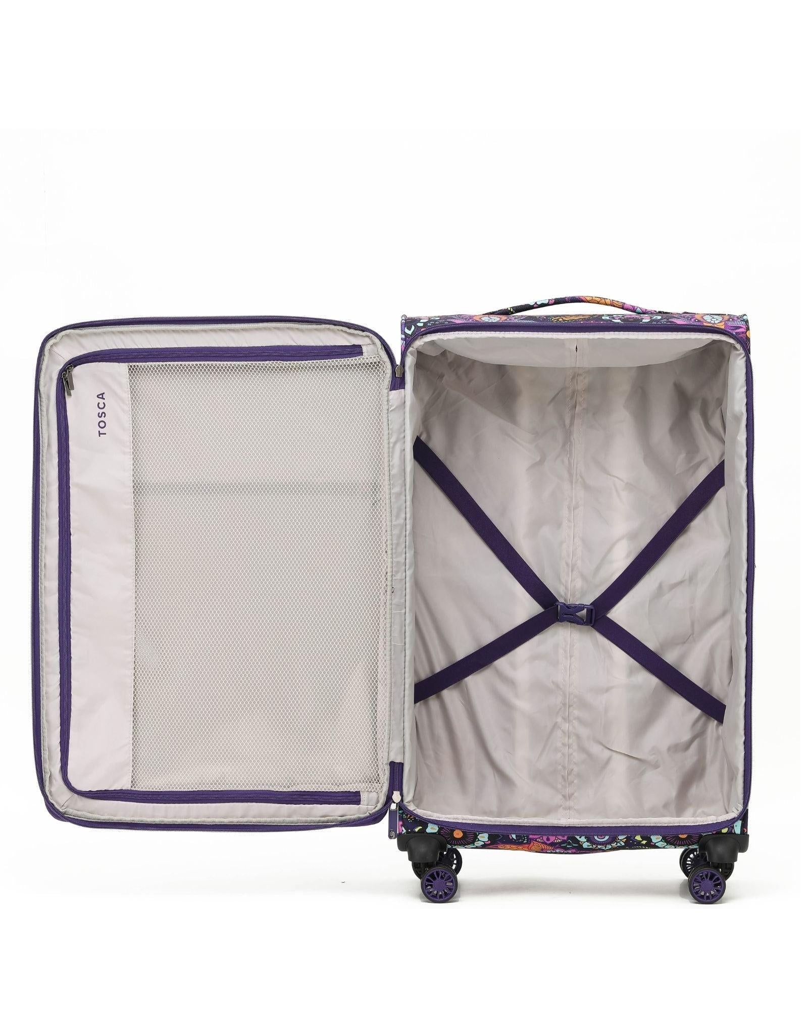 Tosca So Lite Expandable Softside Large Spinner Suitcase - 79cm - Paisley Interior Image 3