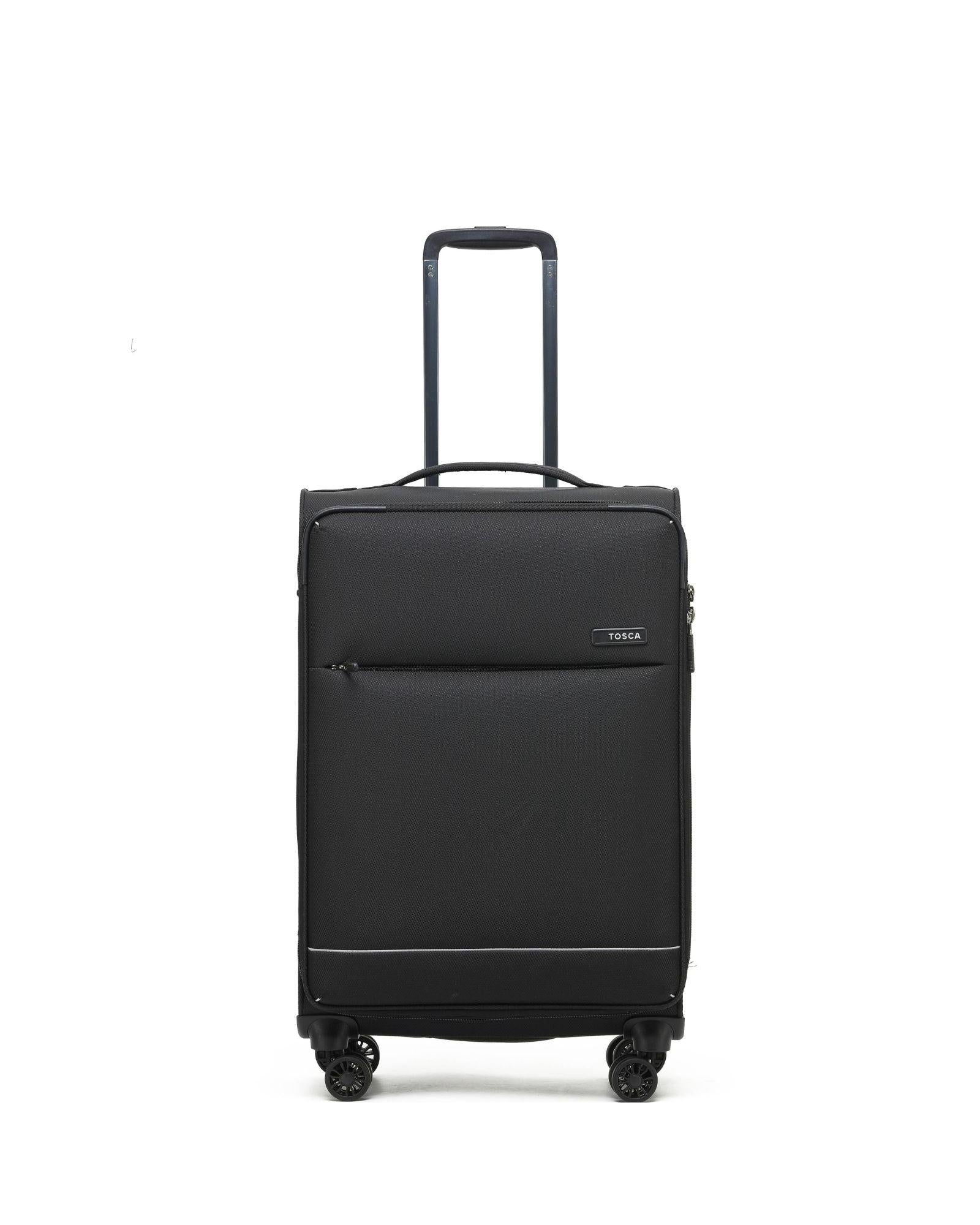 Tosca So Lite Expandable Softside Medium Spinner Suitcase - 67cm - Black Front Image 2