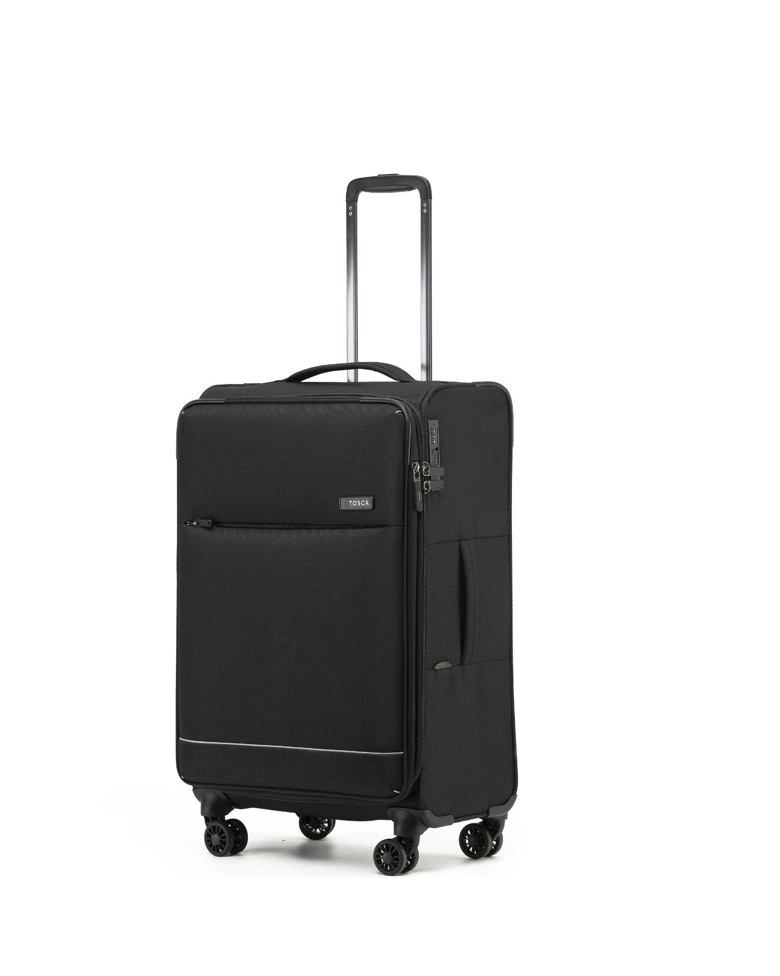 Tosca So Lite Expandable Softside Medium Spinner Suitcase - 67cm - Black Front Left Image 1