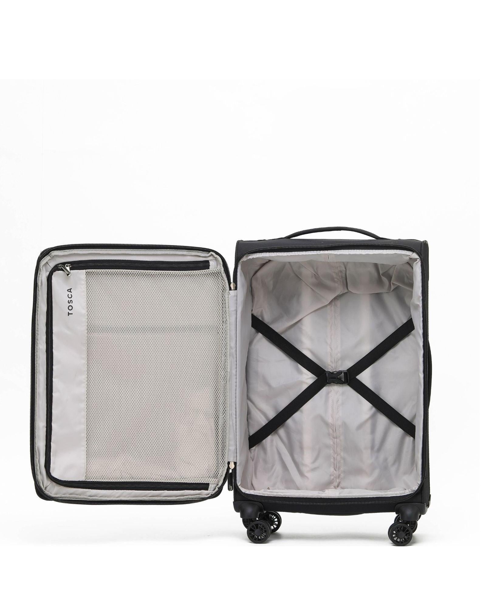 Tosca So Lite Expandable Softside Medium Spinner Suitcase - 67cm - Black Interior Image 3