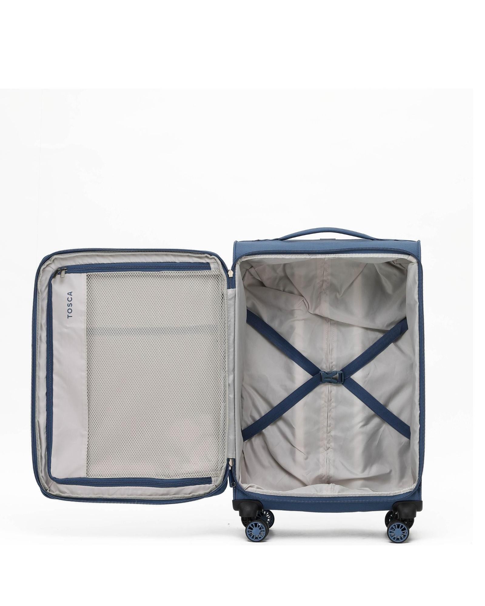 Tosca So Lite Expandable Softside Medium Spinner Suitcase - 67cm - Blue Interior Image 3