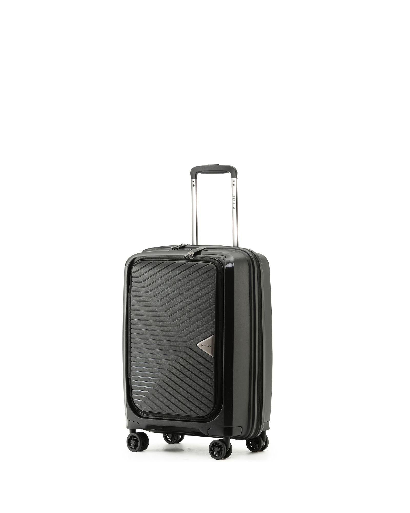 Tosca Space-X Expandable Hardside Carry-On Spinner Suitcase - 55cm - Black Front Image 1