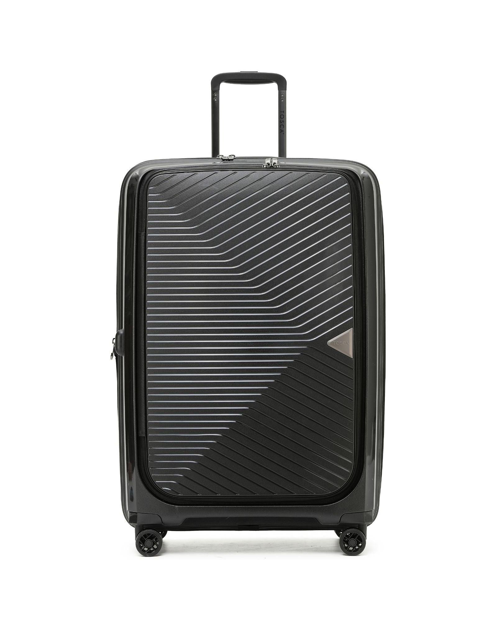 Tosca Space-X Expandable Hardside Large Spinner Suitcase - 76cm - Black Front Image 2