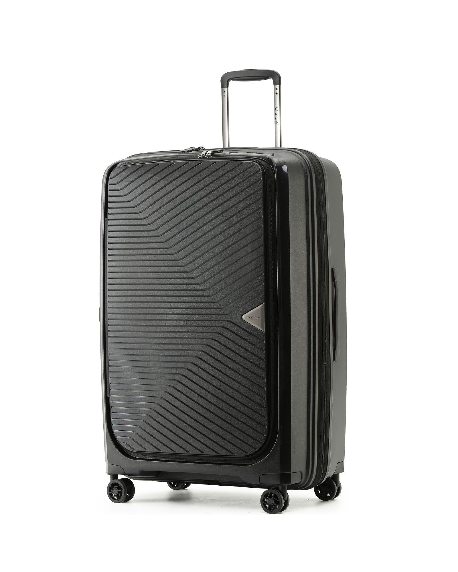 Tosca Space-X Expandable Hardside Large Spinner Suitcase - 76cm - Black Front Left Image 1